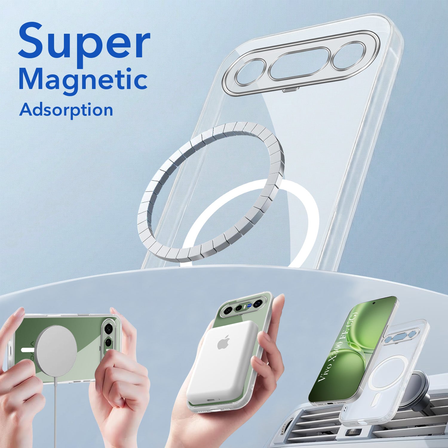 For Vivo X300 FE Back Cover Case Lifetime Anti-Yellow MagSafe Compatible Clear (Sleek Hard Crystal | Shockproof and Camera Protection)