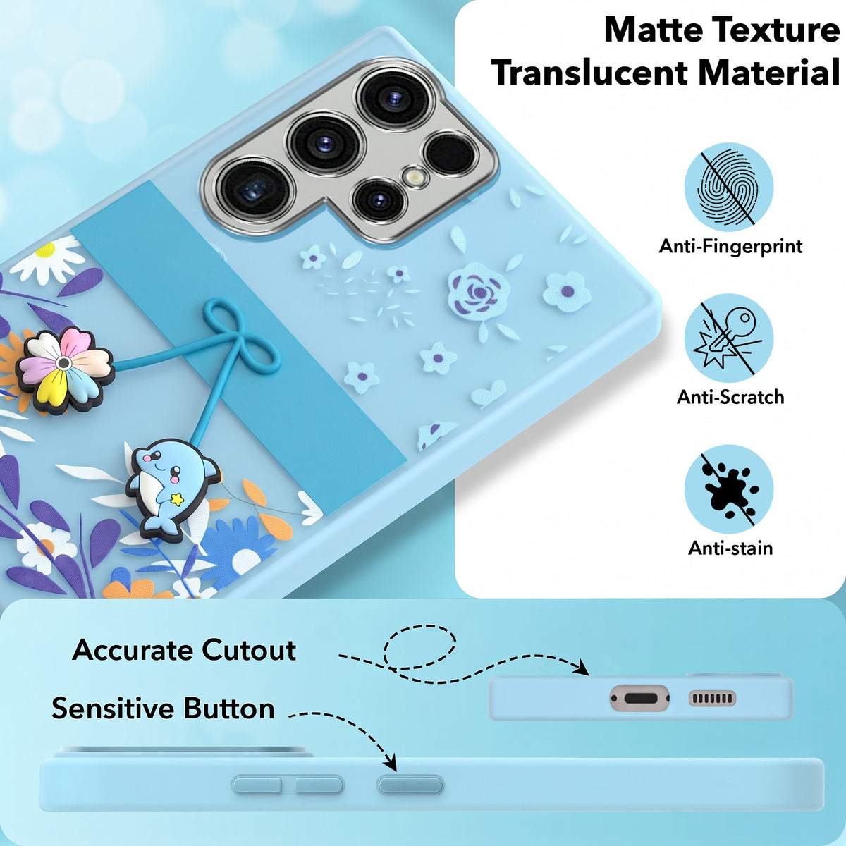 For Samsung Galaxy S23 Ultra Back Cover Case (3D Cute Cartoons | Hard Back Side Soft | Matte Premium Finish | HD Printing)