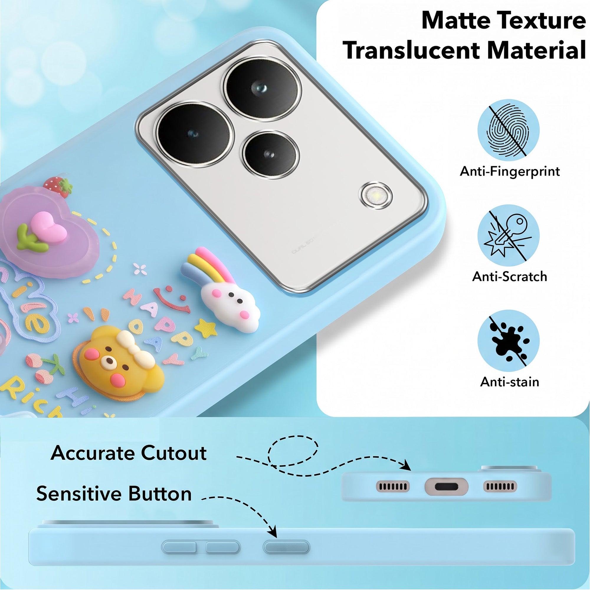 For Realme P4 Pro Back Cover Case (3D Cute Cartoons | Hard Back Side Soft | Matte Premium Finish | HD Printing)