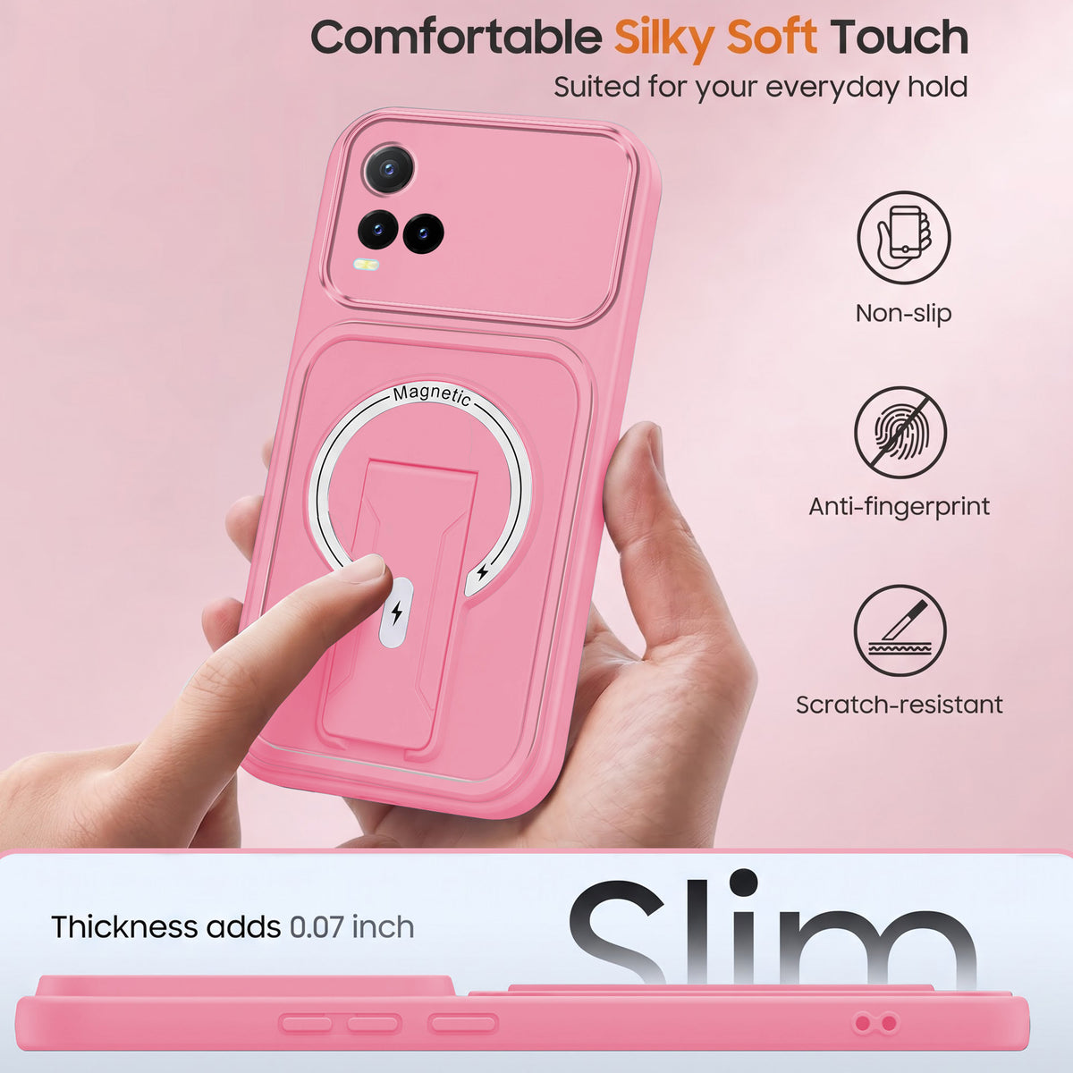 For Vivo Y33s Back Case Cover Metallic (Hybrid Armor Kickstand | MagSafe Compatible | Camera Protection Shockproof)
