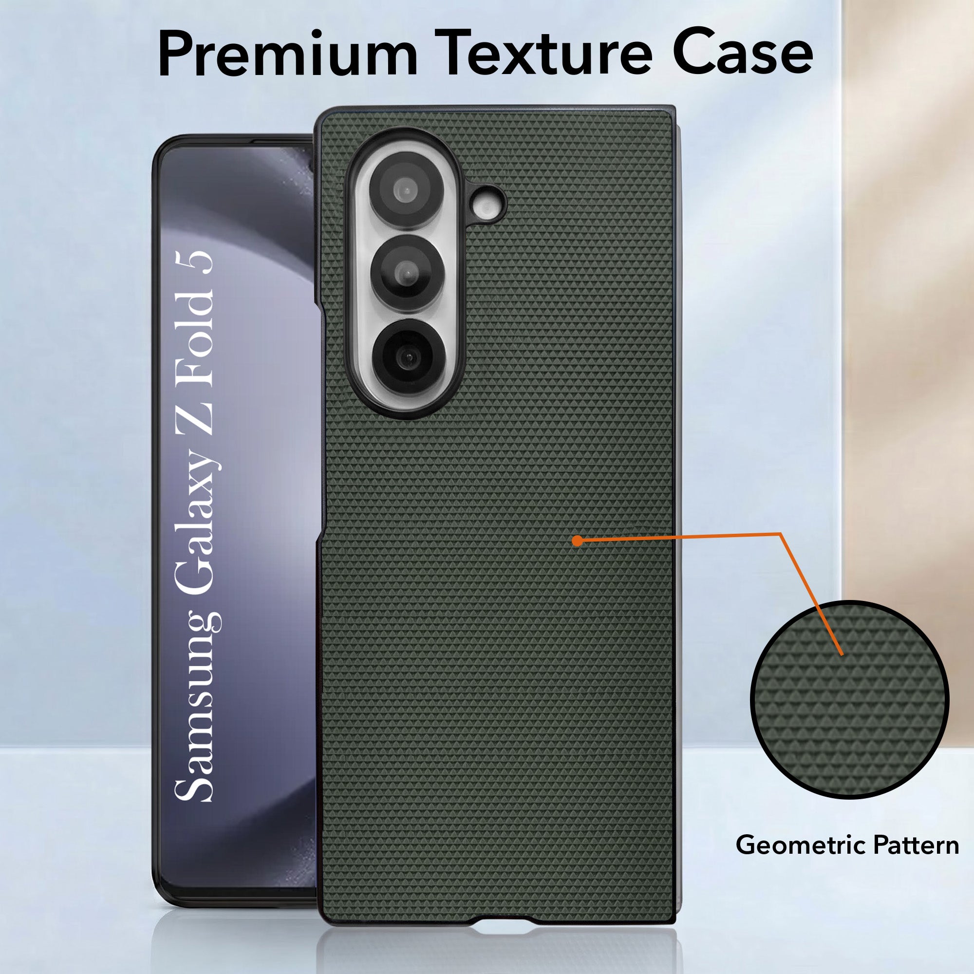 For Samsung Galaxy Z Fold 5 Premium Cover Case (Geometric Textured Hard PC | Soft Cloth Lining & Slim Shockproof Protection)
