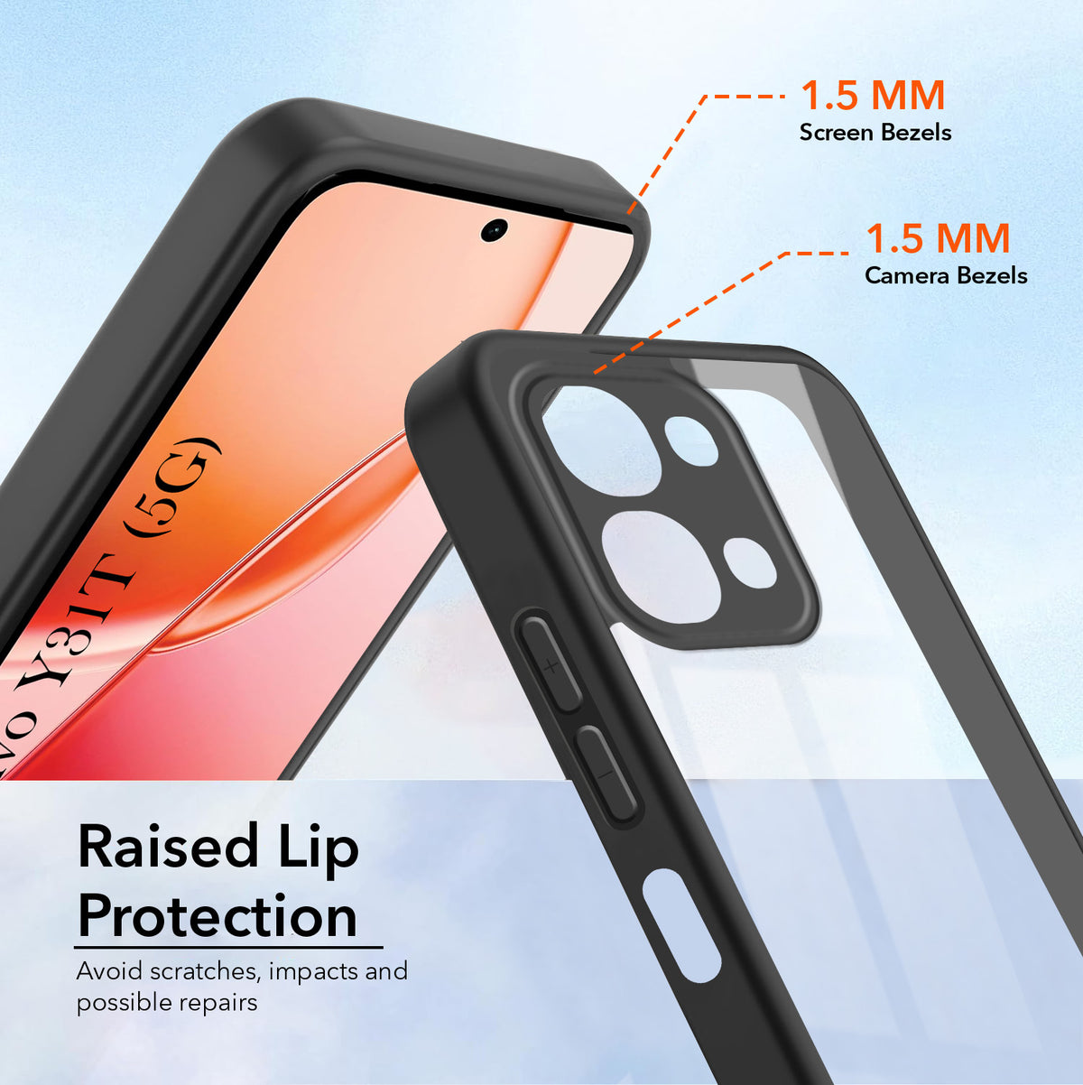 For Vivo Y31T 5G (Combo with Back Cover and 9H Tempered Glass (Lifetime Anti-Yellow | Crystal Clear Shockproof | Oleophobic Coating Screen Glass)