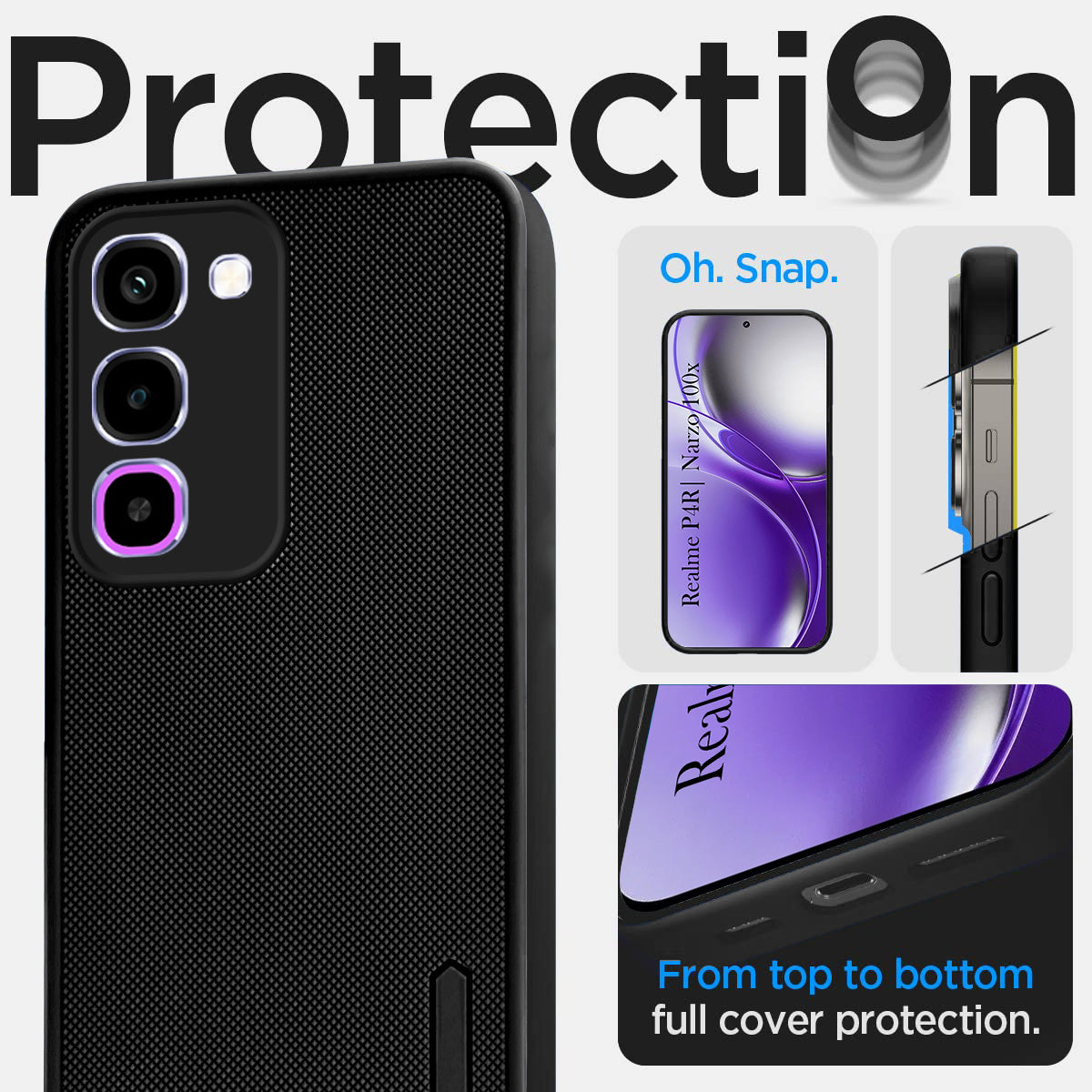For Realme P4R 5G | Realme Narzo 100X 5G Back Cover Case Rubberised (Textured Grip Design| Micro-Fiber Cloth Inside | Slim and Light Weight | Soft Touch and Feel)