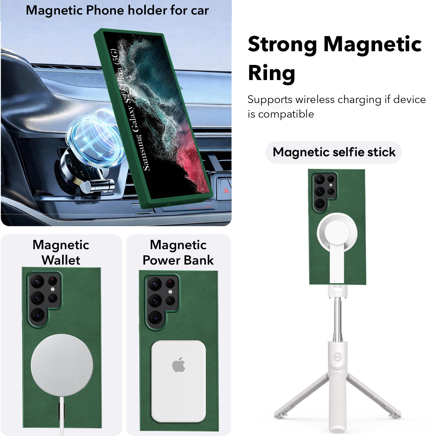 For Samsung Galaxy S22 Ultra 5G Back Cover Case Leather Finish (MagSafe Compatible Wireless Charging | Soft Touch | Camera Bump Protection)