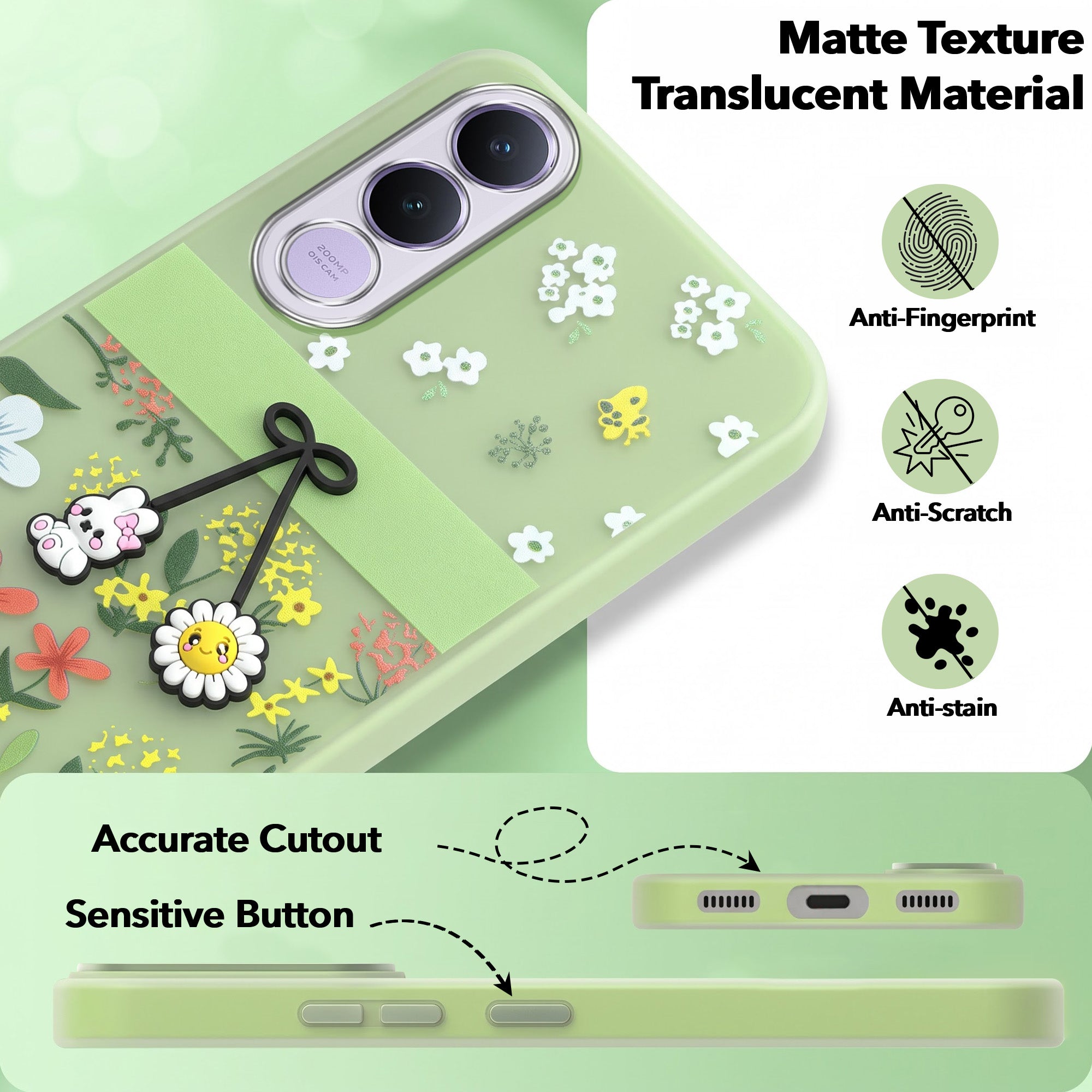 For Vivo V70 FE 5G Back Cover Case (3D Cute Cartoons | Hard Back Side Soft | Matte Premium Finish | HD Printing)