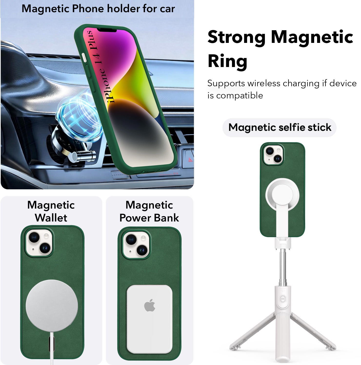 For Apple iPhone 14 Plus Back Cover Case Leather Finish (MagSafe Compatible Wireless Charging | Soft Touch | Camera Bump Protection)