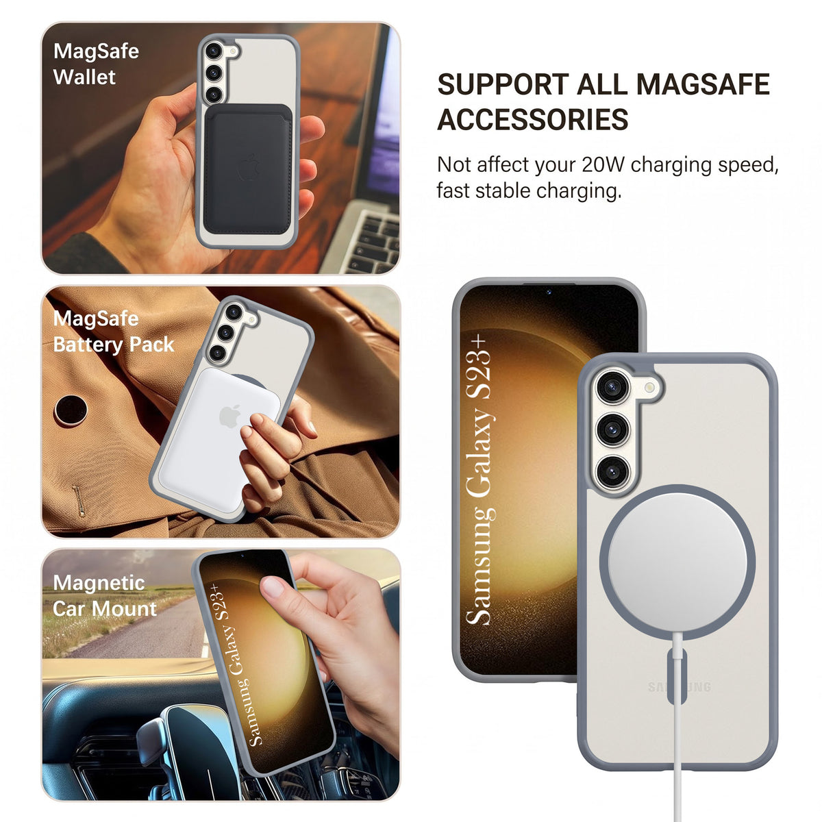 For Samsung Galaxy S23 Plus Matte Finish Back Case Cover (MagSafe Compatible | Translucent Soft Touch | Slim and Unbreakable)