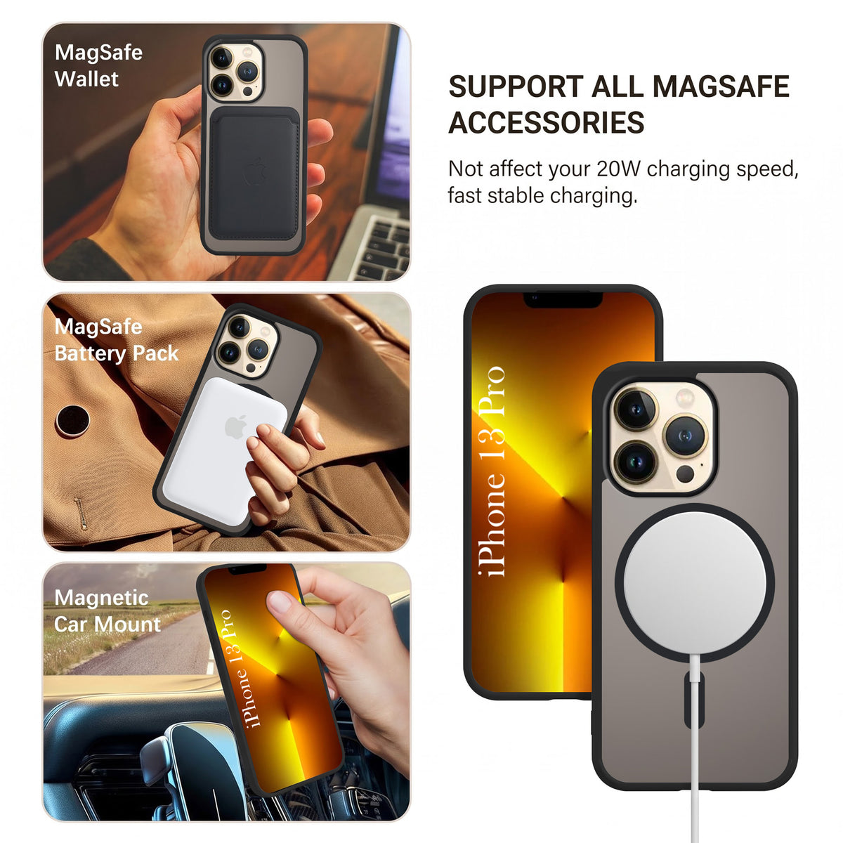 For Apple iPhone 13 pro Matte Finish Back Case Cover (MagSafe Compatible | Translucent Soft Touch | Slim and Unbreakable)