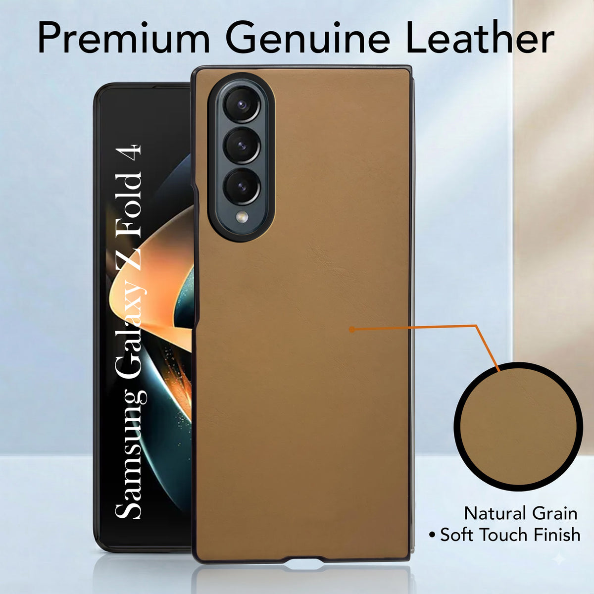 For Samsung Galaxy Z Fold 4 5G Premium Cover Case (Soft Leather Touch | Interior Protective Cloth | Slim 360* Protection)