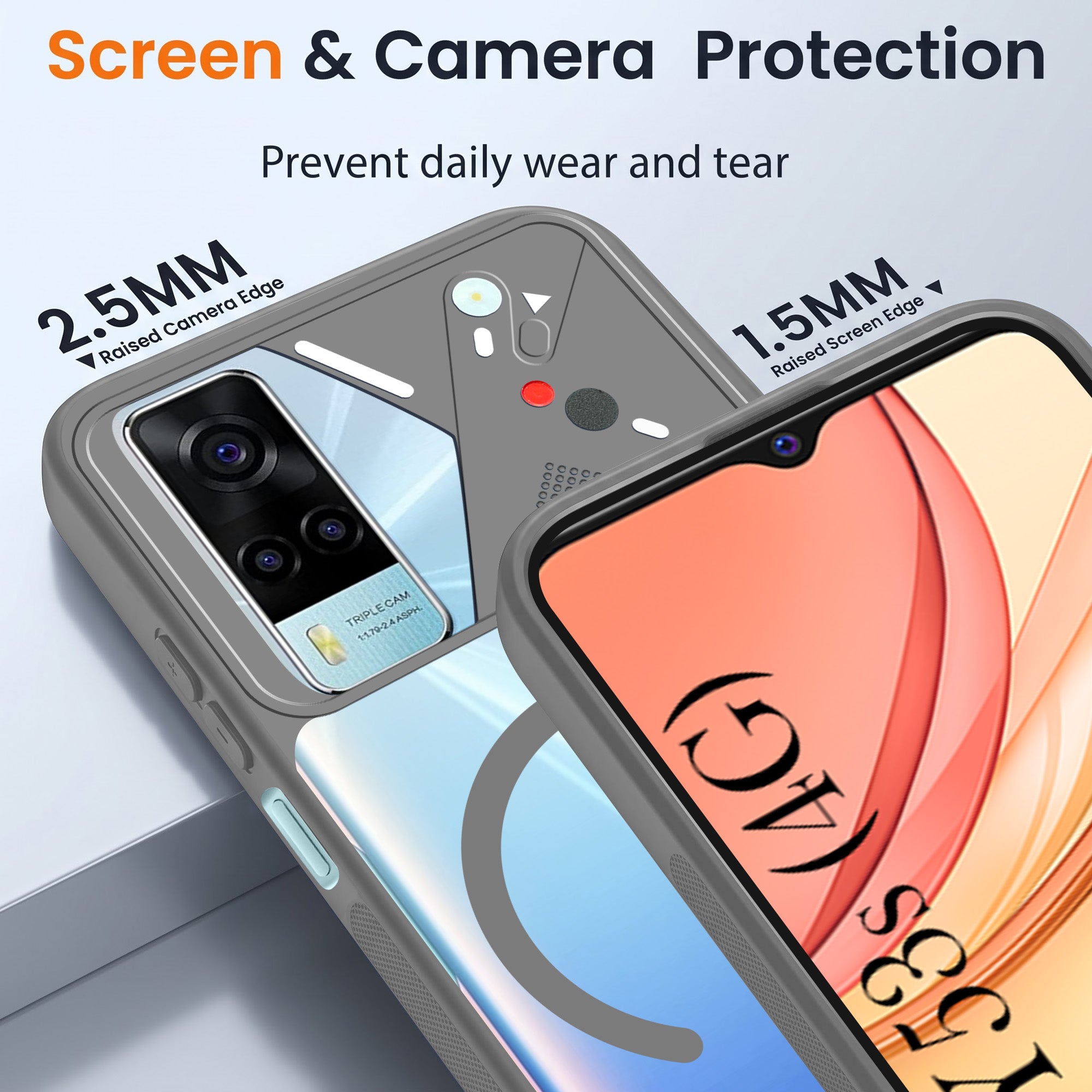 For Vivo Y53s 4G Back Cover Case Lifetime Anti-Yellow Clear (Camera Protection | Side Grip | Wireless MagSafe Compatible)