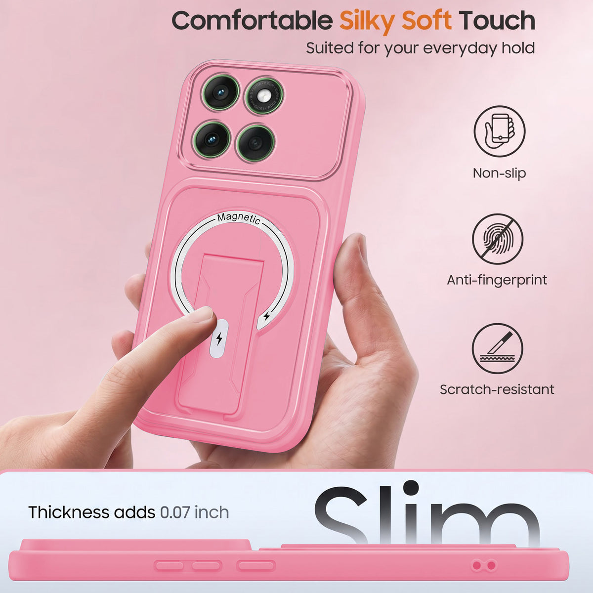 For Motorola Moto Edge 60 Back Case Cover Metallic (Hybrid Armor Kickstand | MagSafe Compatible | Camera Protection Shockproof)
