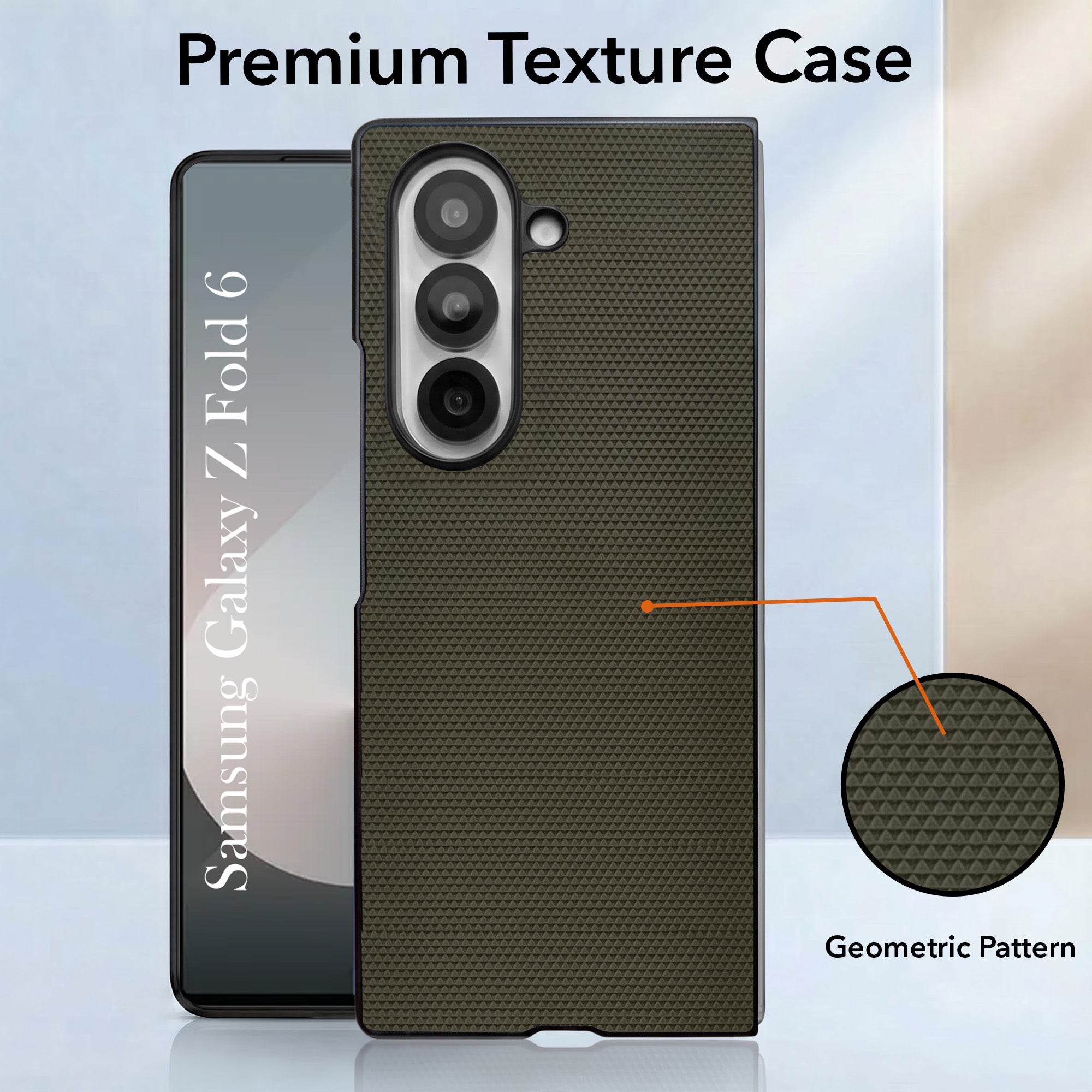 For Samsung Galaxy Z Fold 6 5G Premium Cover Case (Geometric Textured Hard PC | Soft Cloth Lining & Slim Shockproof Protection)