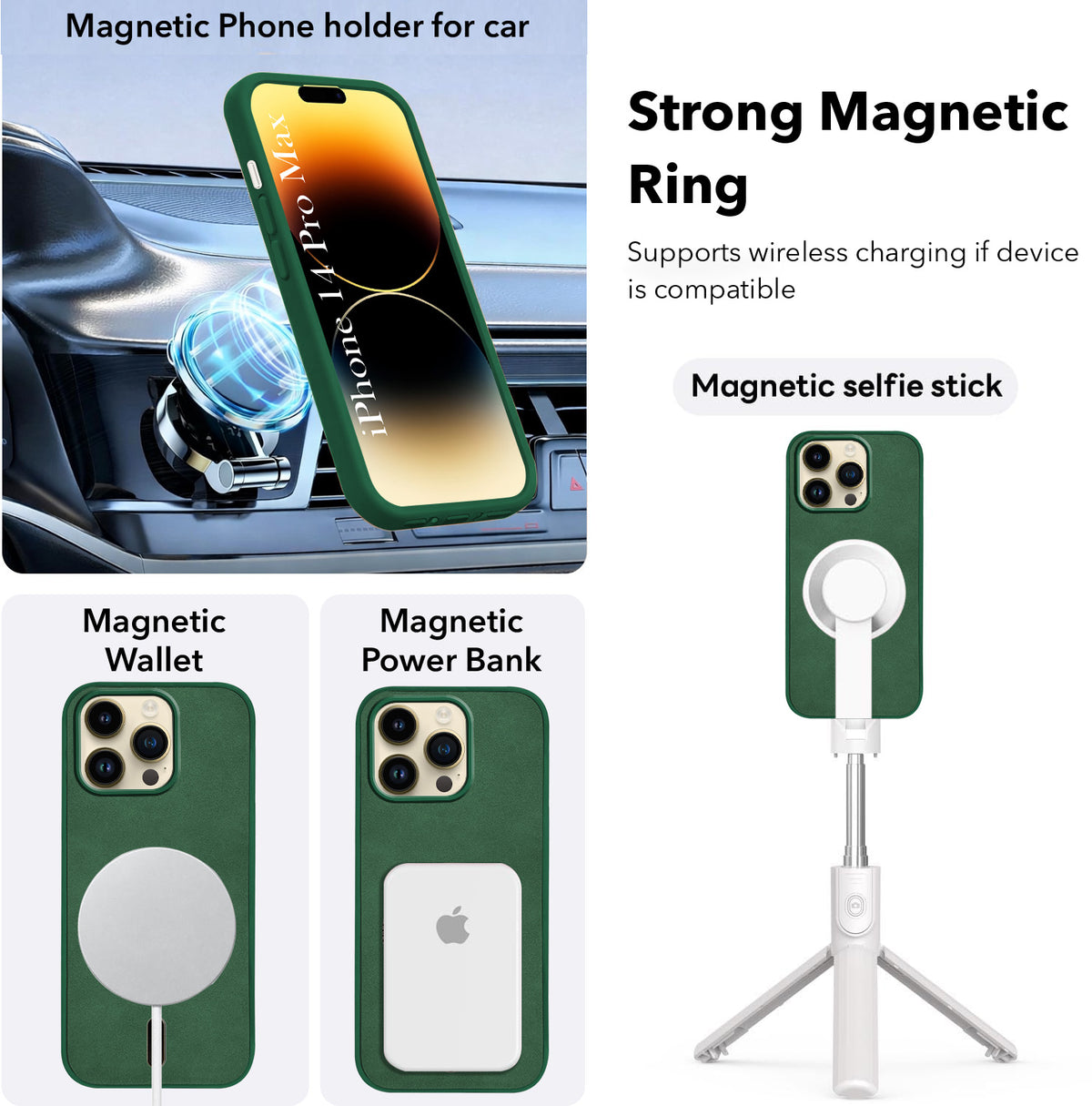 For Apple iPhone 14 Pro Max Back Cover Case Leather Finish(MagSafe Compatible Wireless Charging | Soft Touch | Camera Bump Protection)