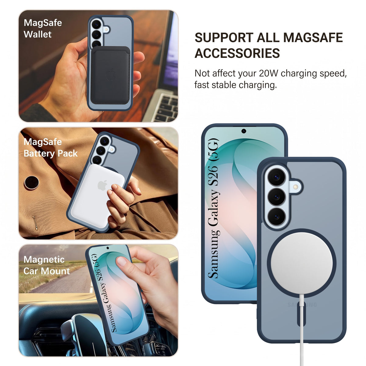 For Samsung Galaxy S26 5G Matte Finish Back Case Cover (MagSafe Compatible | Translucent Soft Touch | Slim and Unbreakable)