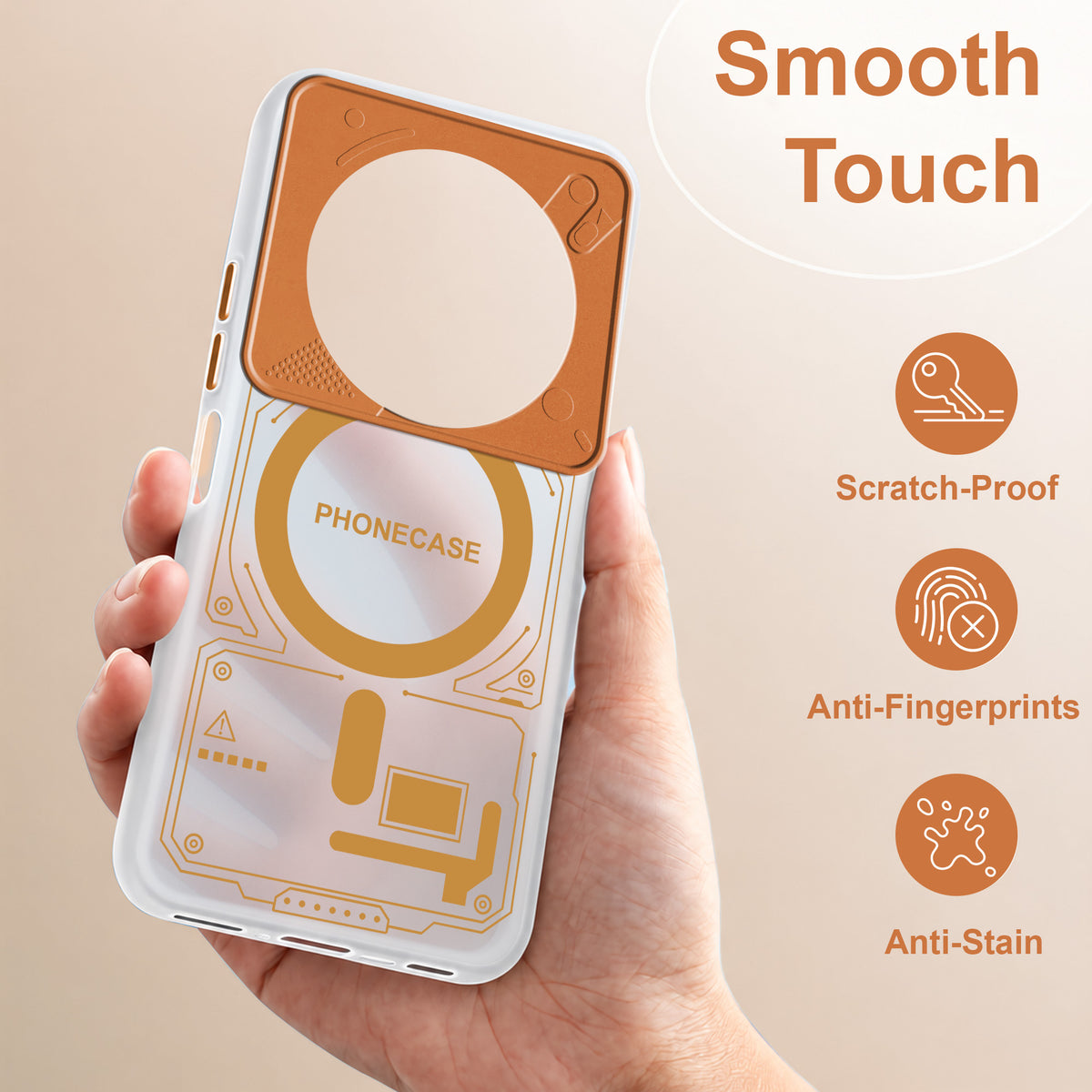 For Poco C75 | Poco M7 Metallic Back Cover Case (Metallic Camera Protection & Buttons | Translucent Milky Shade | Hard Polycarbonate)