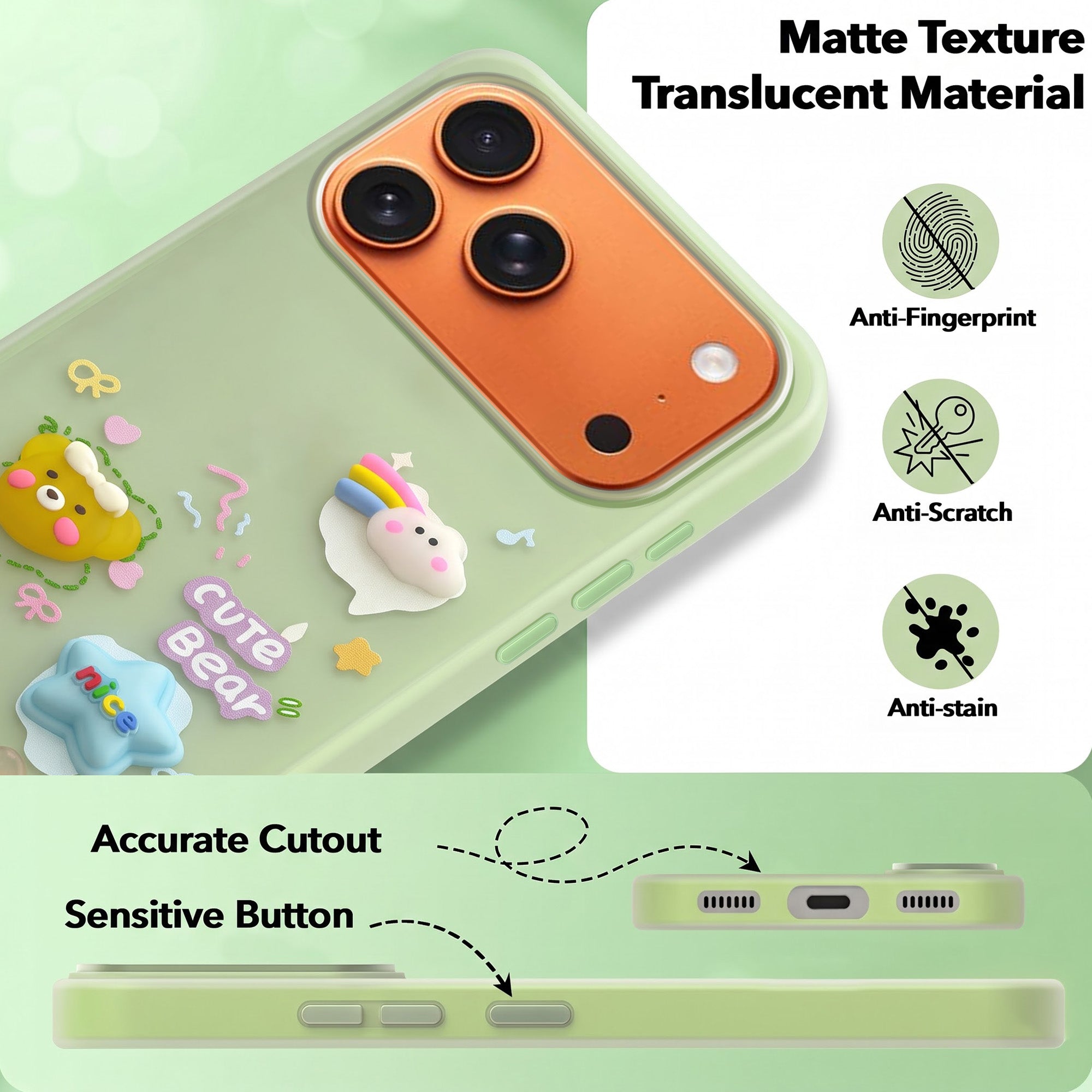 For Apple iPhone 17 Pro Max Back Cover Case (3D Cute Cartoons | Hard Back Side Soft | Matte Premium Finish | HD Printing)
