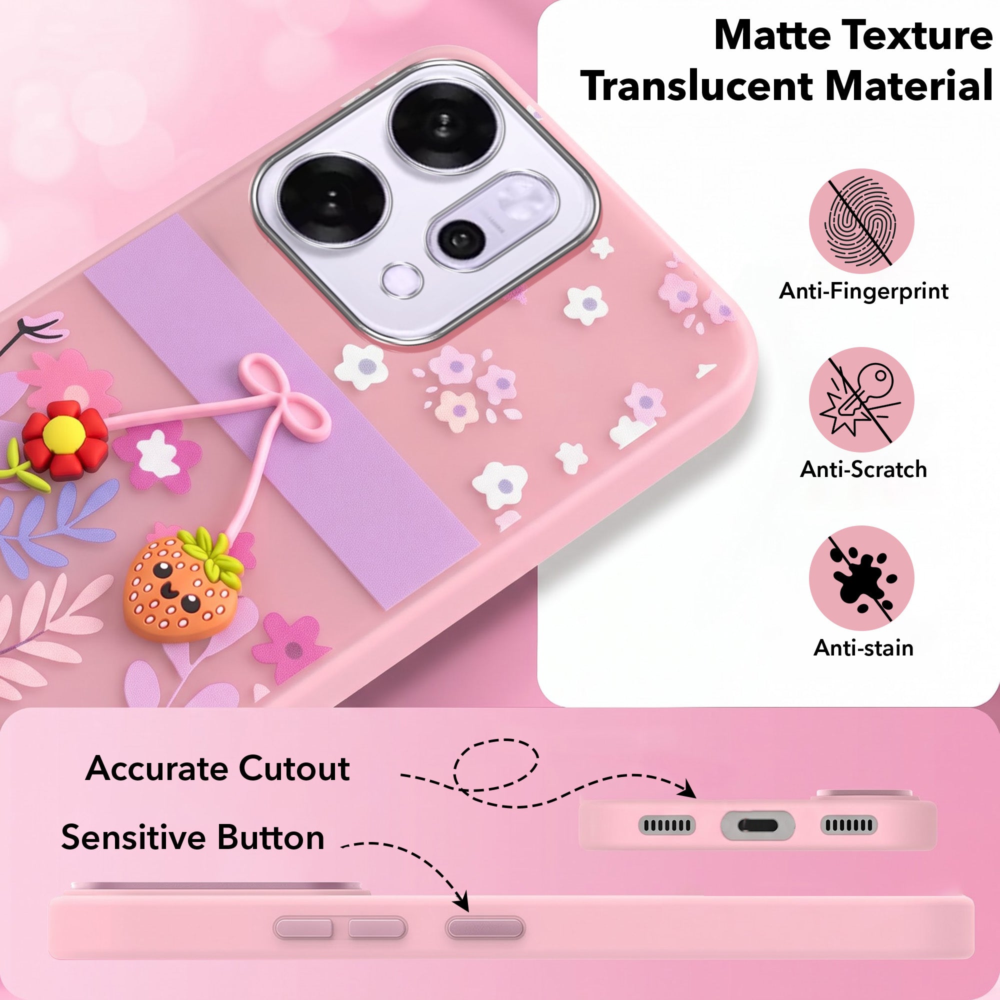 For Oppo Reno14 5G | Oppo Reno 14 5G Back Cover Case (3D Cute Cartoons | Hard Back Side Soft | Matte Premium Finish | HD Printing)