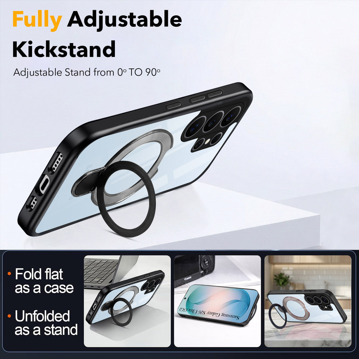 For Samsung Galaxy S26 Ultra Back Cover Case (Kick Stand Ring Holder | Life time Anti Yellow | Camera Protection)