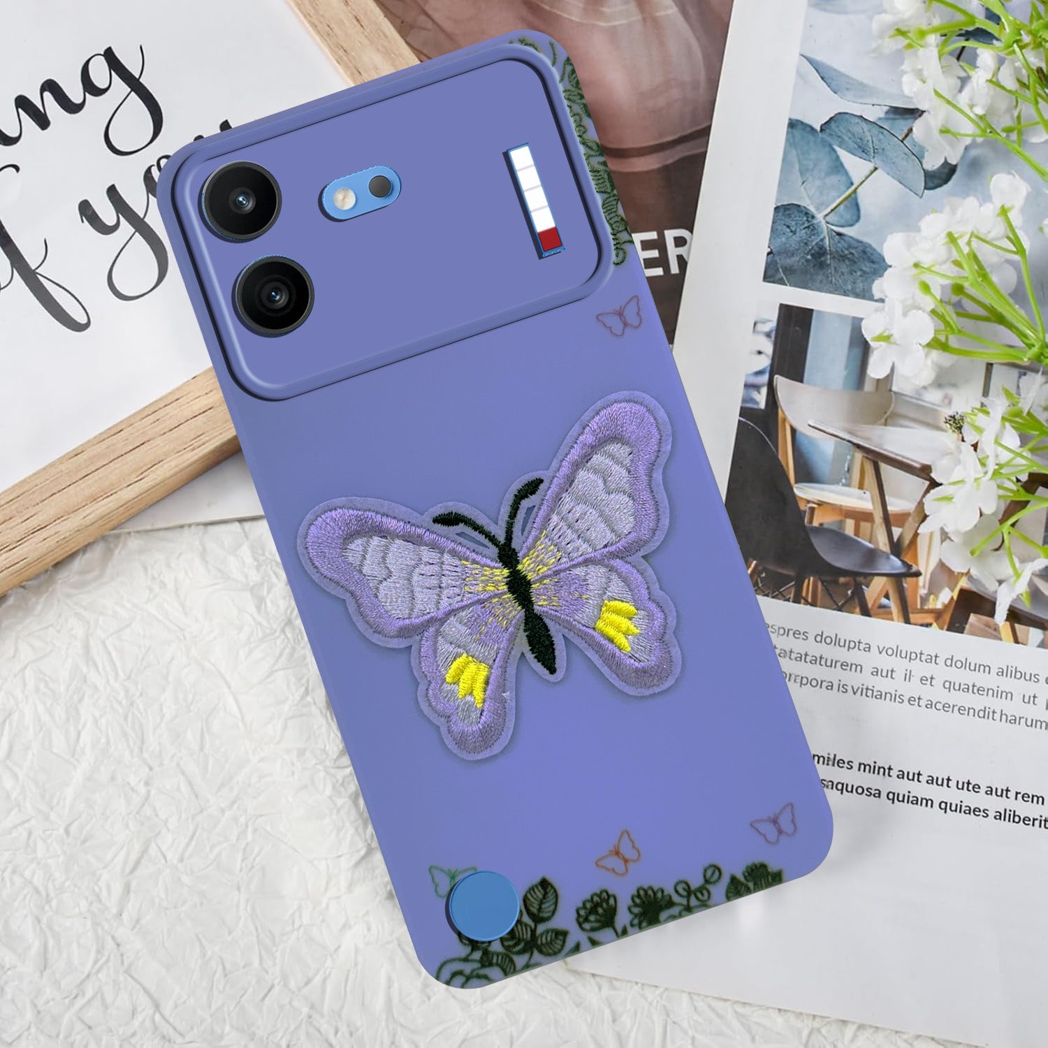 For Nothing Phone 4B 5G Power Back Cover Case (Soft Butterfly Embroidery | Women Teen Girls | Camera Protection| Matte Silicone)