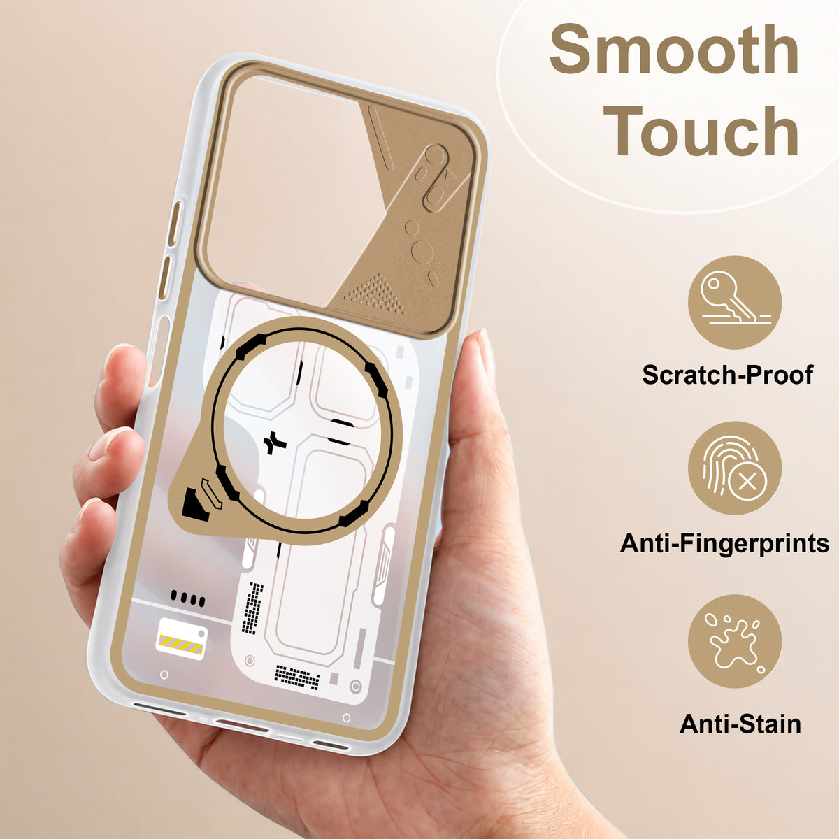 For Vivo iQOO Z10x Metallic Back Cover Case (Metallic Camera Protection & Buttons | Translucent Milky Shade | Hard Polycarbonate)