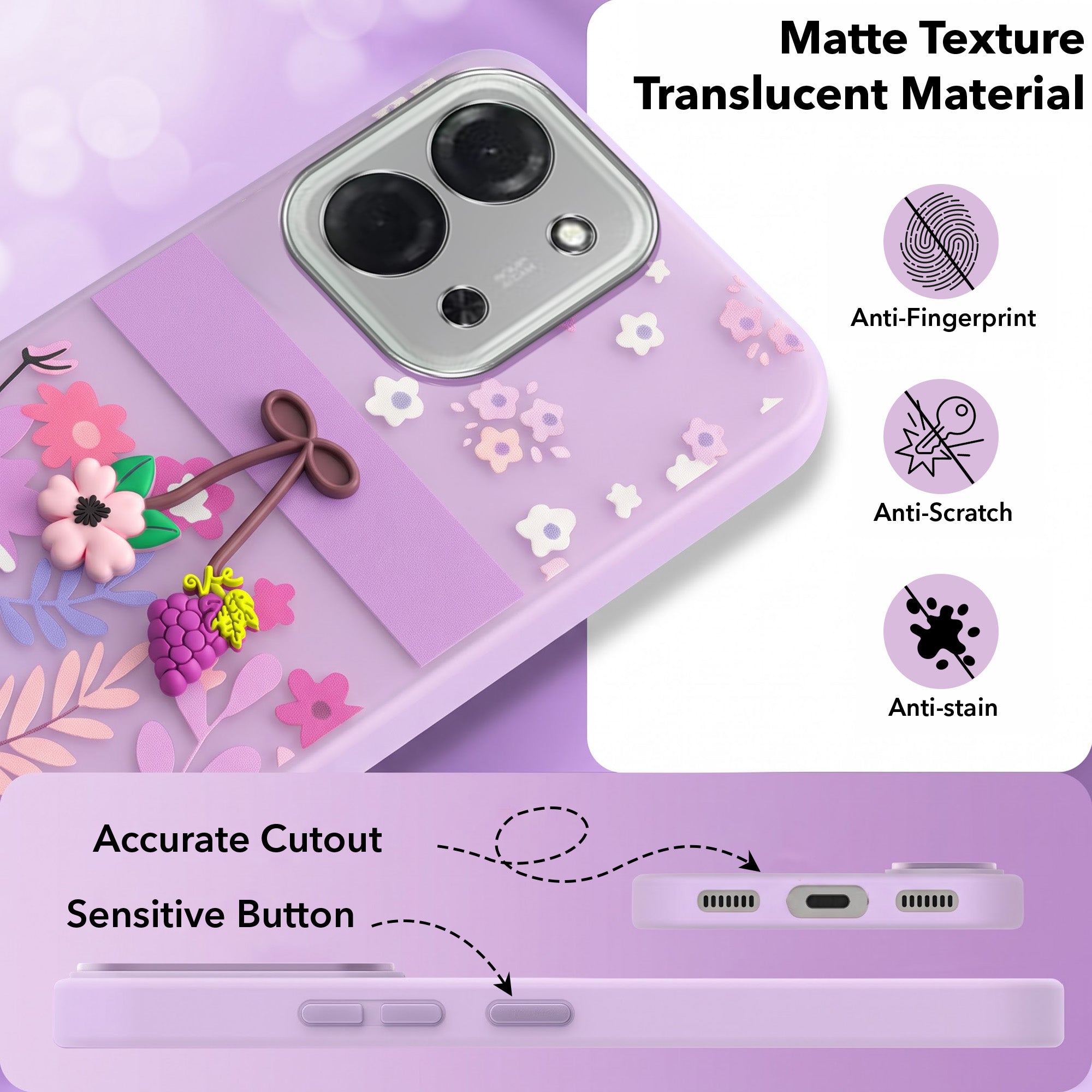 For Poco C85 5G Back Cover Case (3D Cute Cartoons | Hard Back Side Soft | Matte Premium Finish | HD Printing)