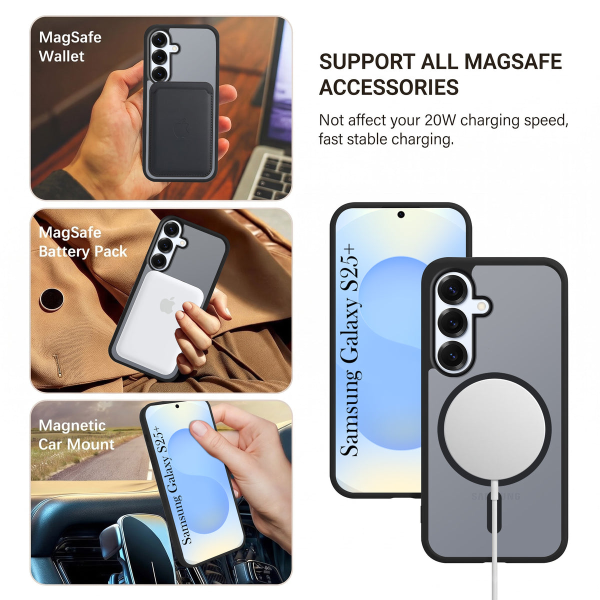 For Samsung Galaxy S25 Plus Matte Finish Back Case Cover (MagSafe Compatible | Translucent Soft Touch | Slim and Unbreakable)