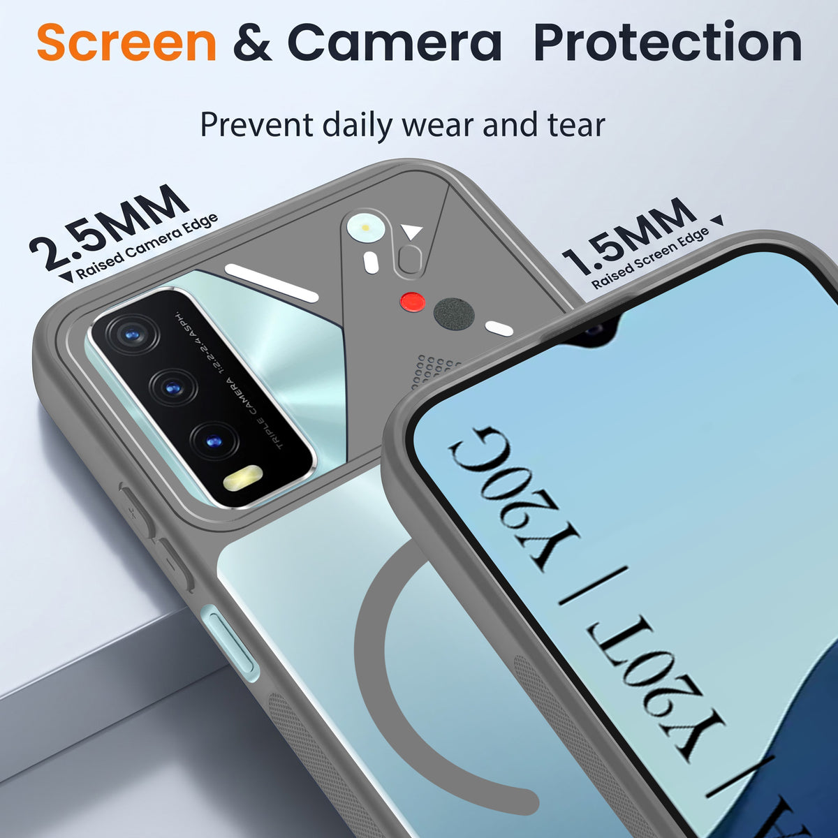 For Vivo Y20A | Y20T | Y20G Back Cover Case Lifetime Anti-Yellow Clear (Camera Protection | Side Grip | Wireless MagSafe Compatible)