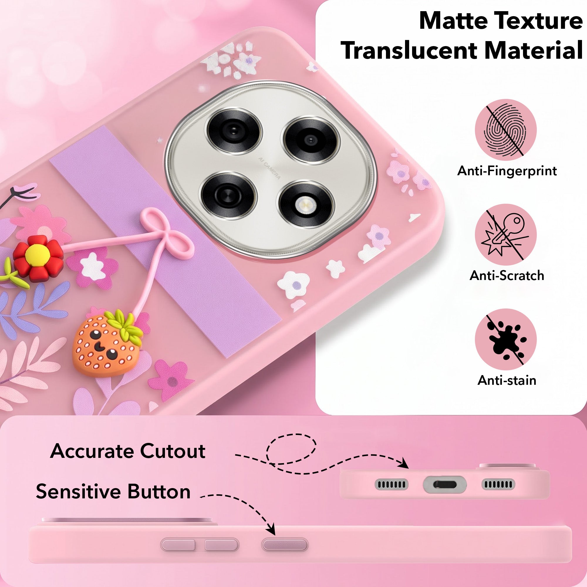 For Oppo F31 Pro Back Cover Case (3D Cute Cartoons | Hard Back Side Soft | Matte Premium Finish | HD Printing)