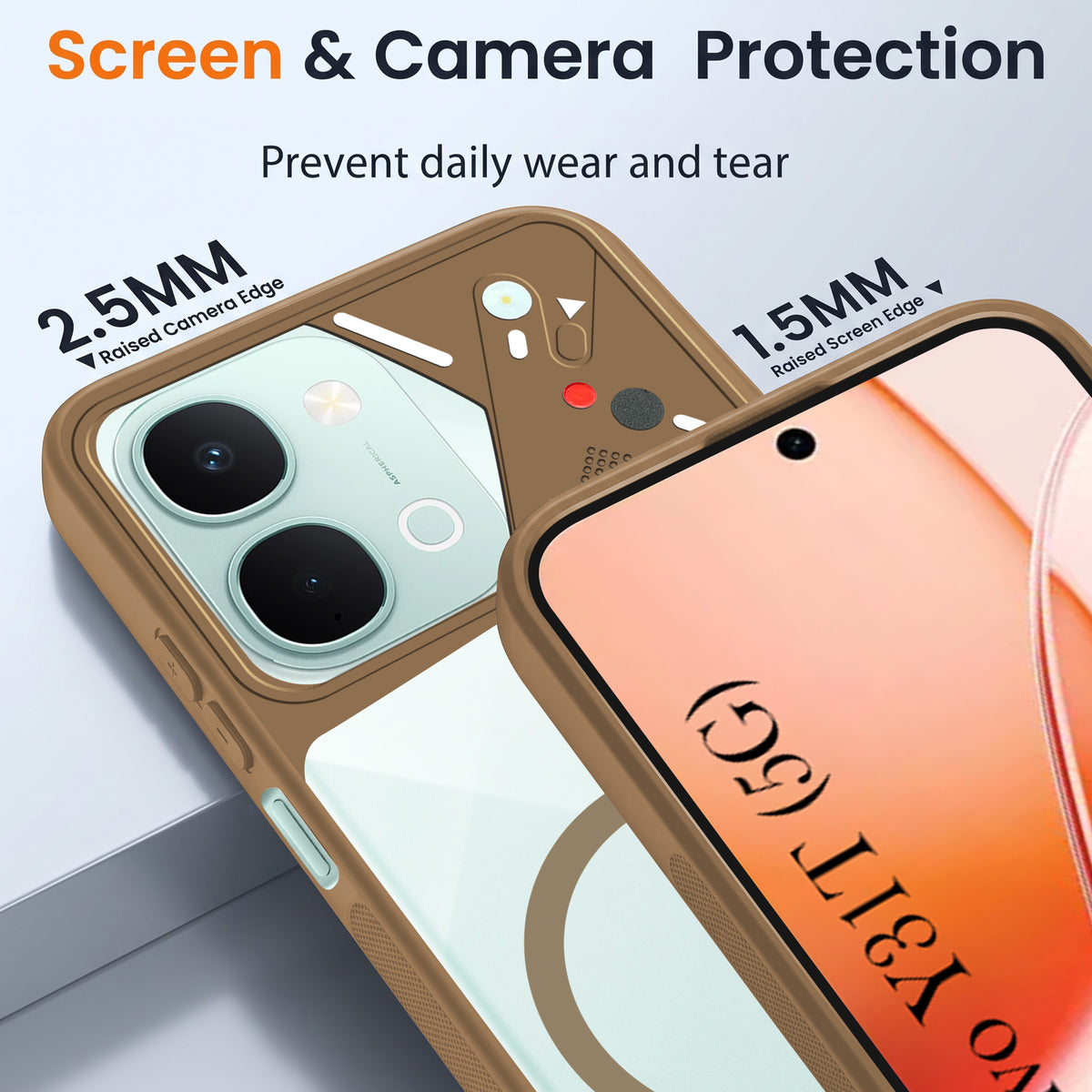 For Vivo Y31T 5G Back Cover Case Lifetime Anti-Yellow Clear (Camera Protection | Side Grip | Wireless MagSafe Compatible)