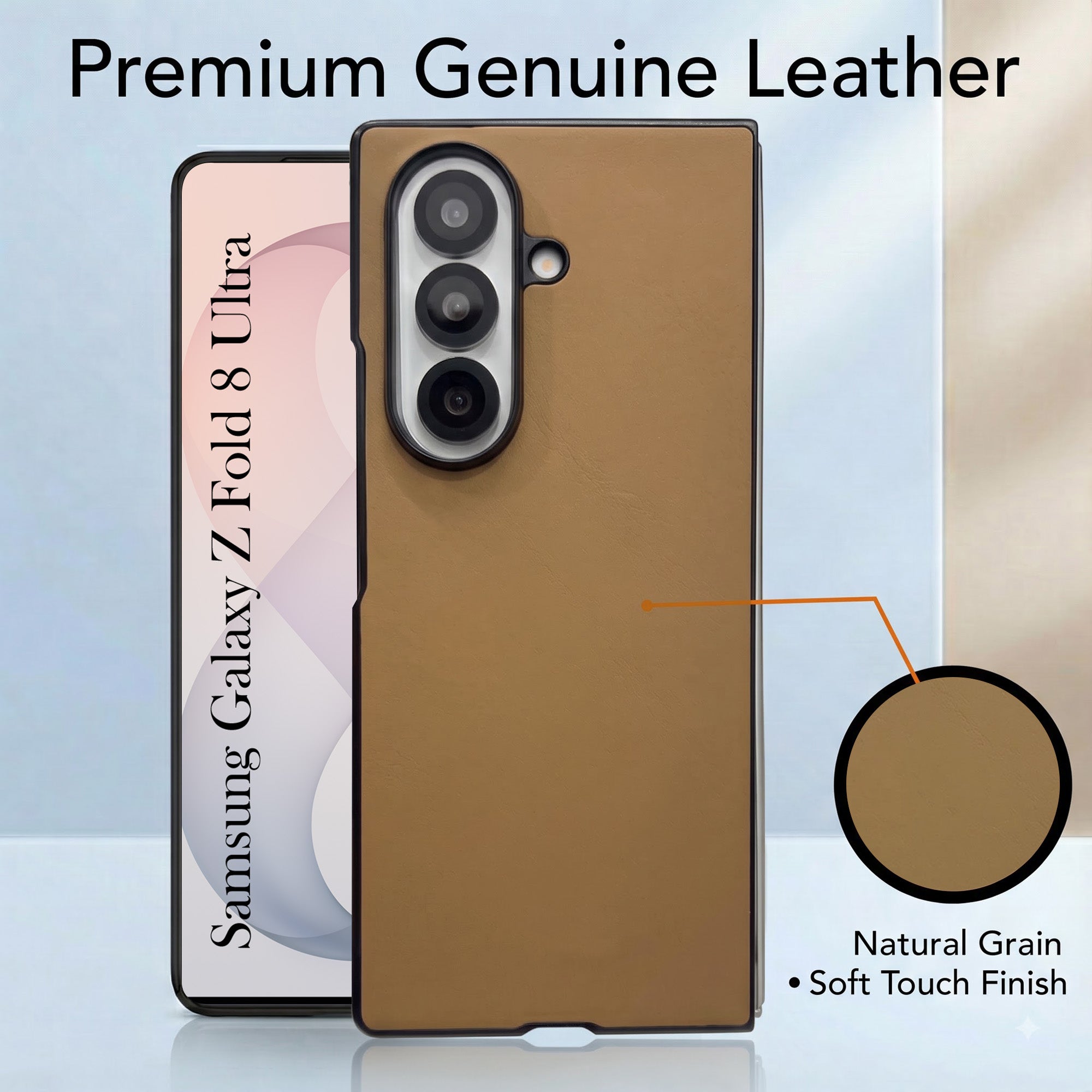 For Samsung Galaxy Z Fold 8 Ultra Premium Cover Case (Soft Leater Touch | Interior Protective Cloth | Slim 360* Protection)
