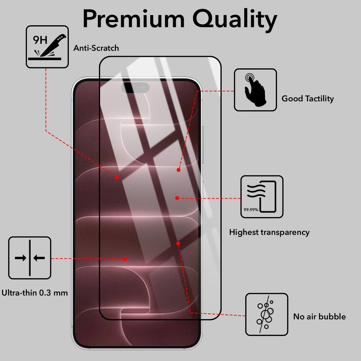 (Pack of 2) Tempered Glass For Apple iPhone 18 Pro Max Military-Grade Gorilla Tempered Glass Screen Protector With Installation Kit | Shatterproof, Full Coverage, HD Clear, Scratch Resistant