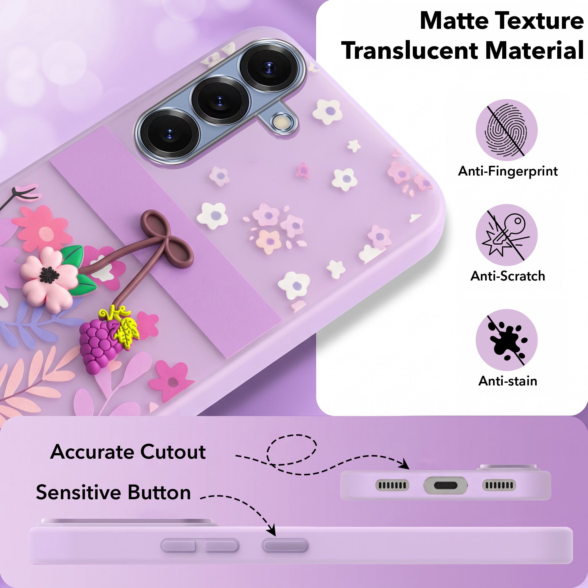 For Samsung Galaxy S25 Back Cover Case (3D Cute Cartoons | Hard Back Side Soft | Matte Premium Finish | HD Printing)