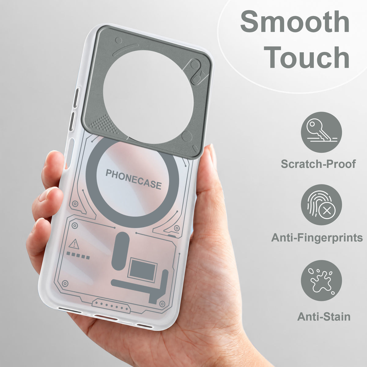 For Poco C75 | Poco M7 Metallic Back Cover Case (Metallic Camera Protection & Buttons | Translucent Milky Shade | Hard Polycarbonate)