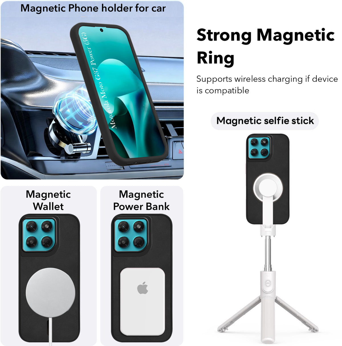 For Motorola Moto G37 Power Back Cover Case Leather Finish (MagSafe Compatible Wireless Charging | Soft Touch | Camera Bump Protection)