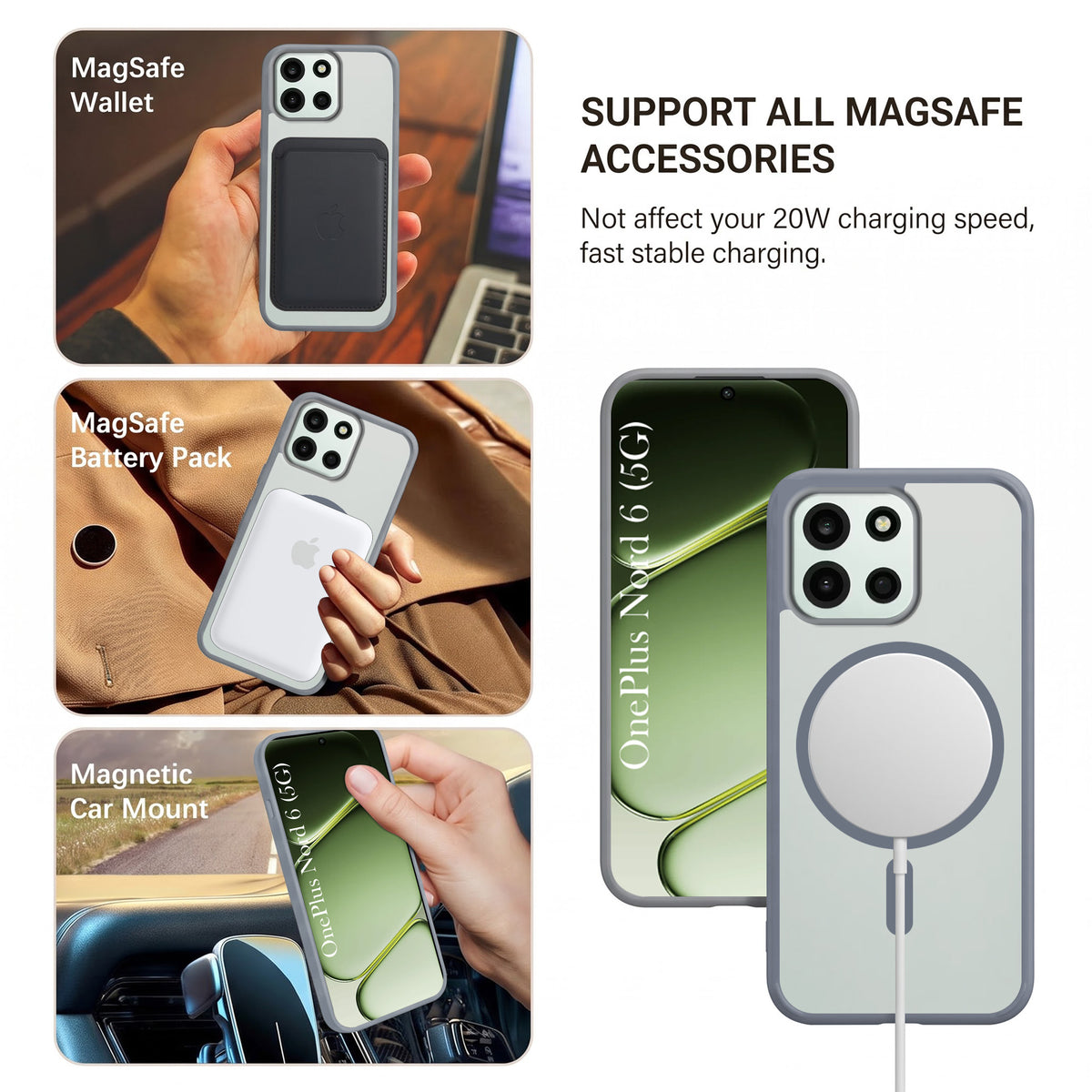 For Oneplus Nord 6 Matte Finish Back Case Cover (MagSafe Compatible | Translucent Soft Touch | Slim and Unbreakable)