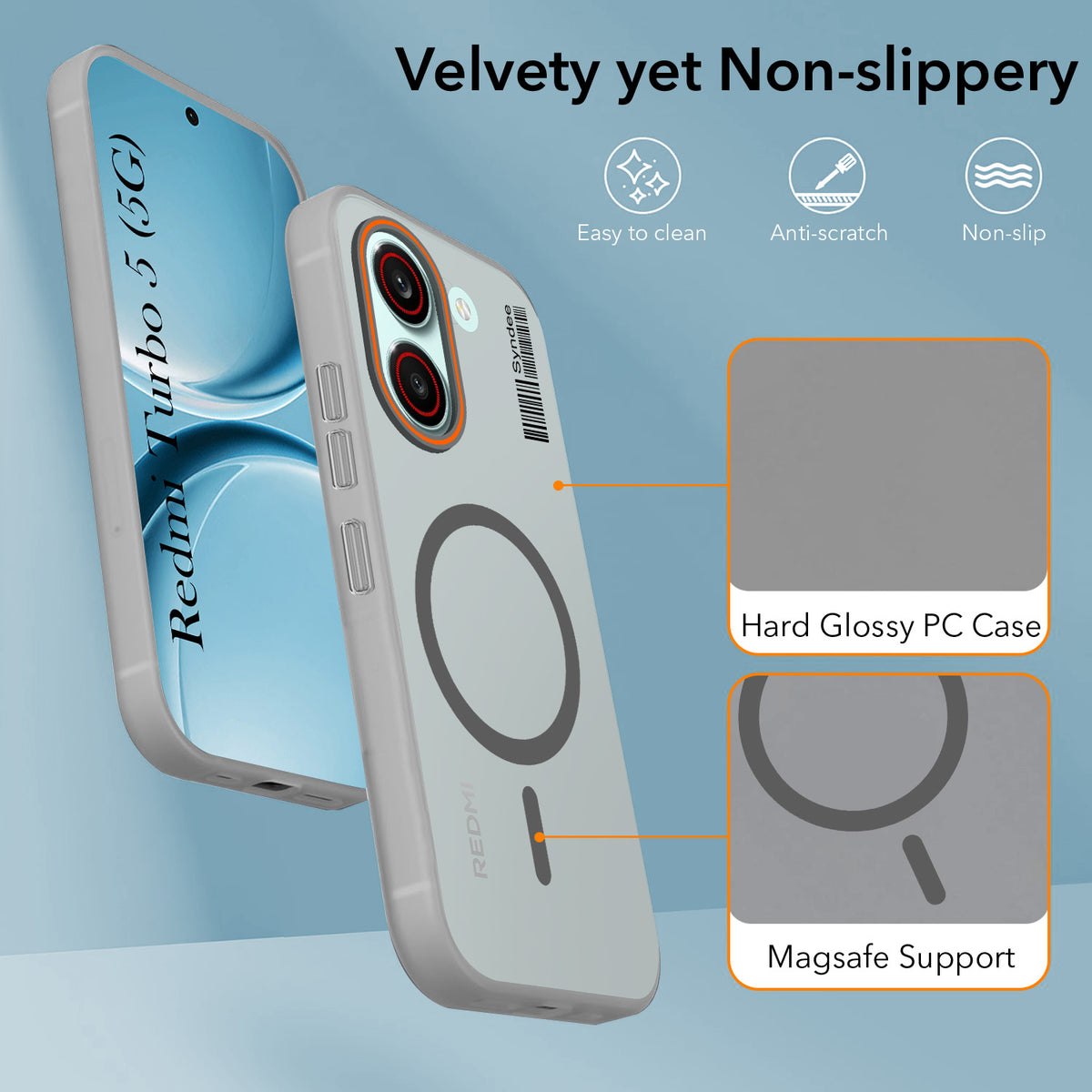 For Redmi Turbo 5 Back Cover Case (Soft Touch | Camera Bump Protection | MagSafe Compatible | Matte Finish)