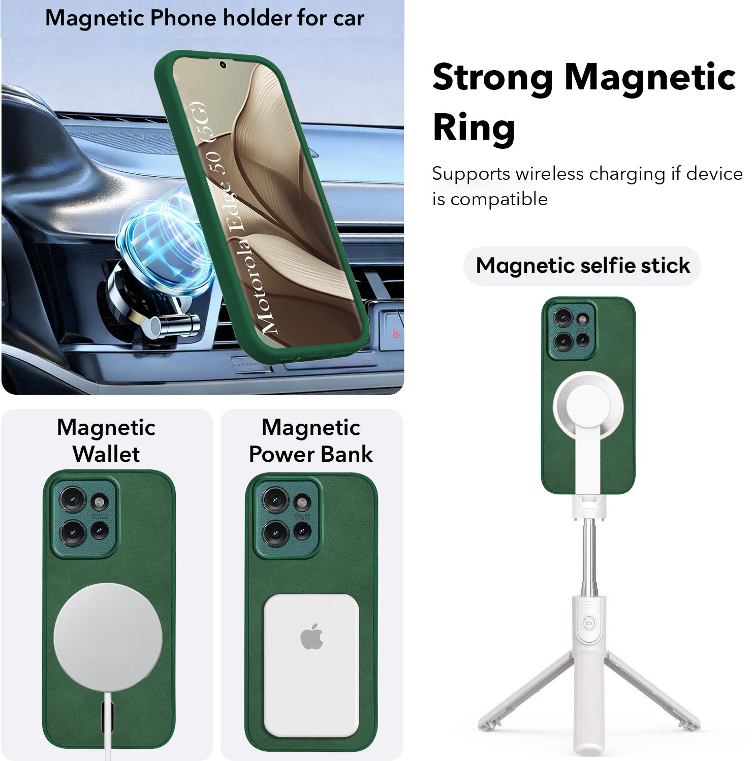 For Motorola Moto Edge 50 5G Back Cover Case Leather Finish (MagSafe Compatible Wireless Charging | Soft Touch | Camera Bump Protection)