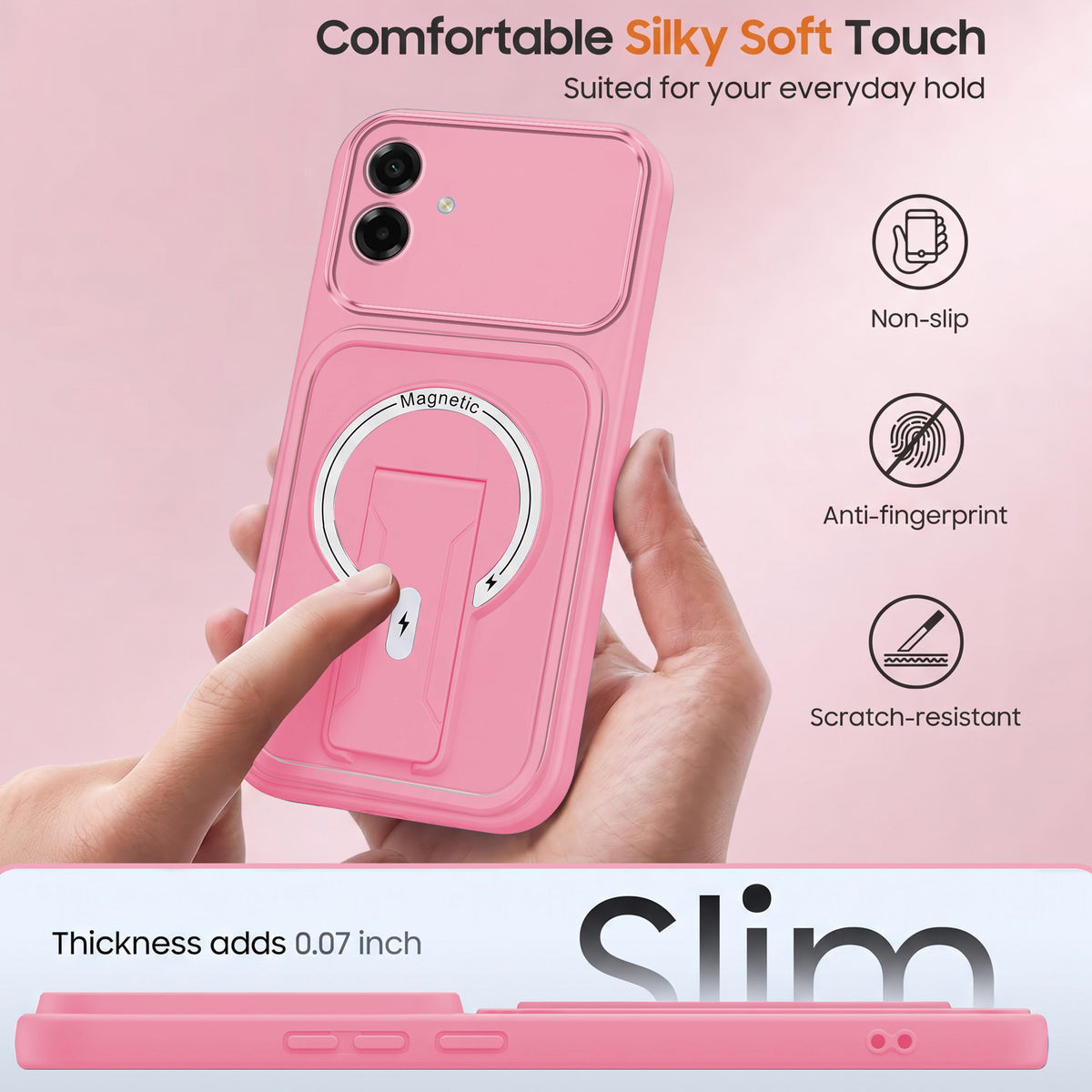 For Samsung Galaxy A07 5G | F70e 5G Back Case Cover Metallic (Hybrid Armor Kickstand | MagSafe Compatible | Camera Protection Shockproof)