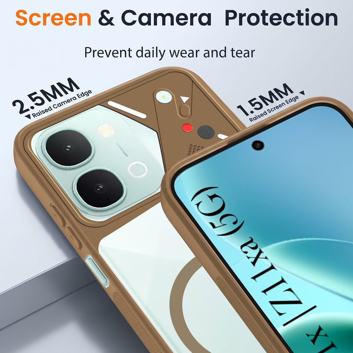For iQOO Z11x | iQOO Z11xa Back Cover Case Lifetime Anti-Yellow Clear (Camera Protection | Side Grip | Wireless MagSafe Compatible)