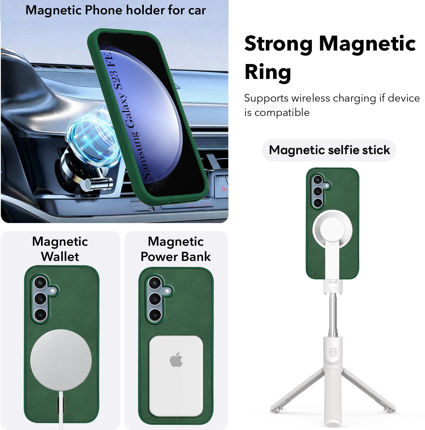 For Samsung Galaxy S23 FE 5G Back Cover Case Leather Finish (MagSafe Compatible Wireless Charging | Soft Touch | Camera Bump Protection)