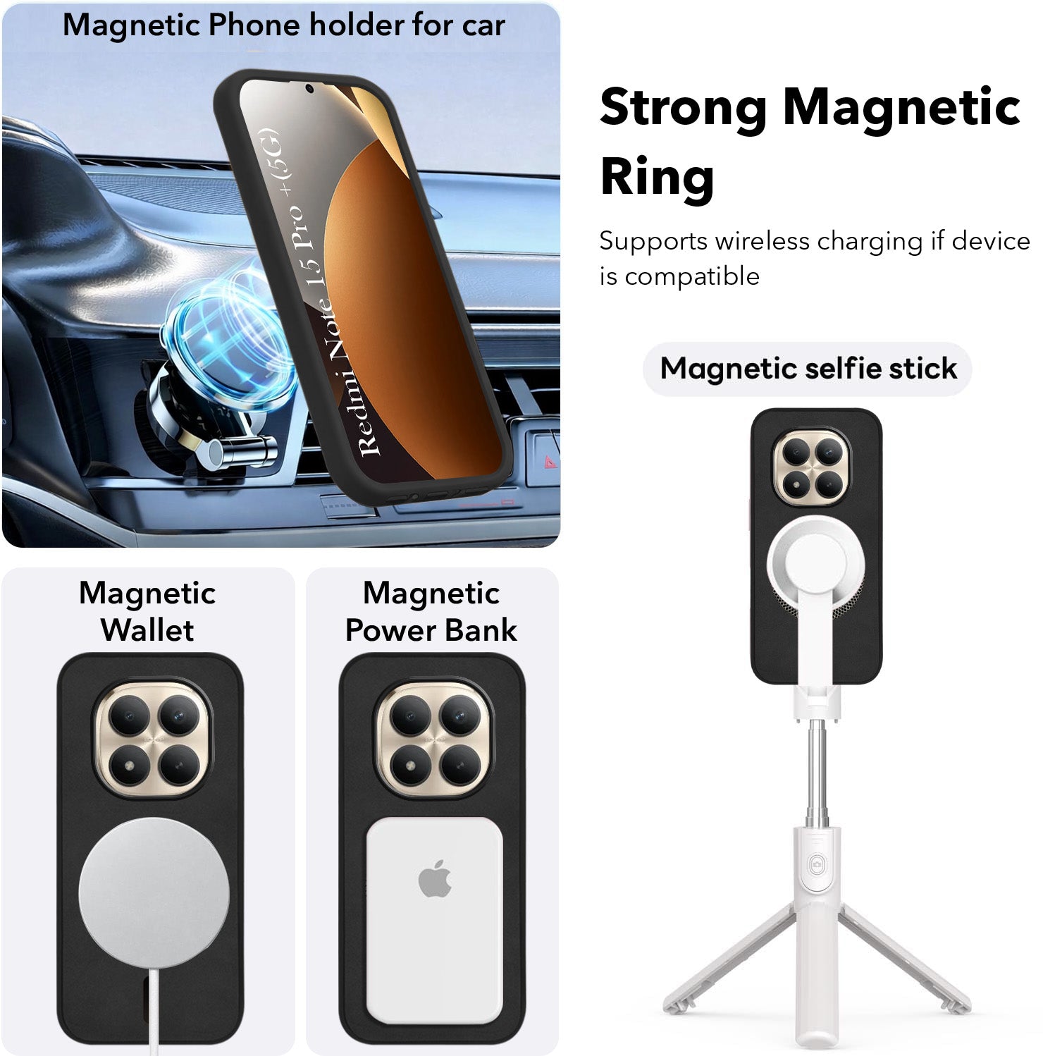 For Xiaomi Redmi Note 15 Pro Plus 5G Back Cover Case Leather Finish (MagSafe Compatible Wireless Charging | Soft Touch | Camera Bump Protection)
