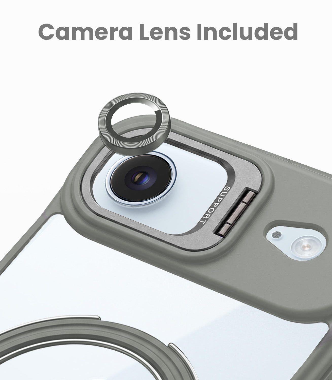 For Apple iPhone 17 Air Back Cover Case Crystal (Lifetime Anti Yellow | Magnetic Ring Stand | Camera Lens Protection | MagSafe Compatible)