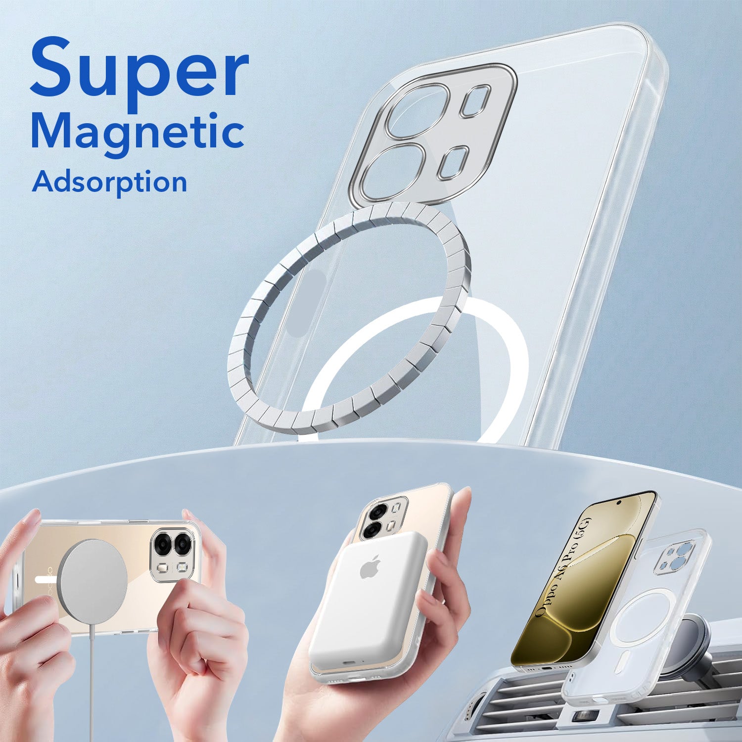 For Oppo A6 Pro Back Cover Case Lifetime Anti-Yellow MagSafe Compatible Clear (Sleek Hard Crystal | Shockproof and Camera Protection)