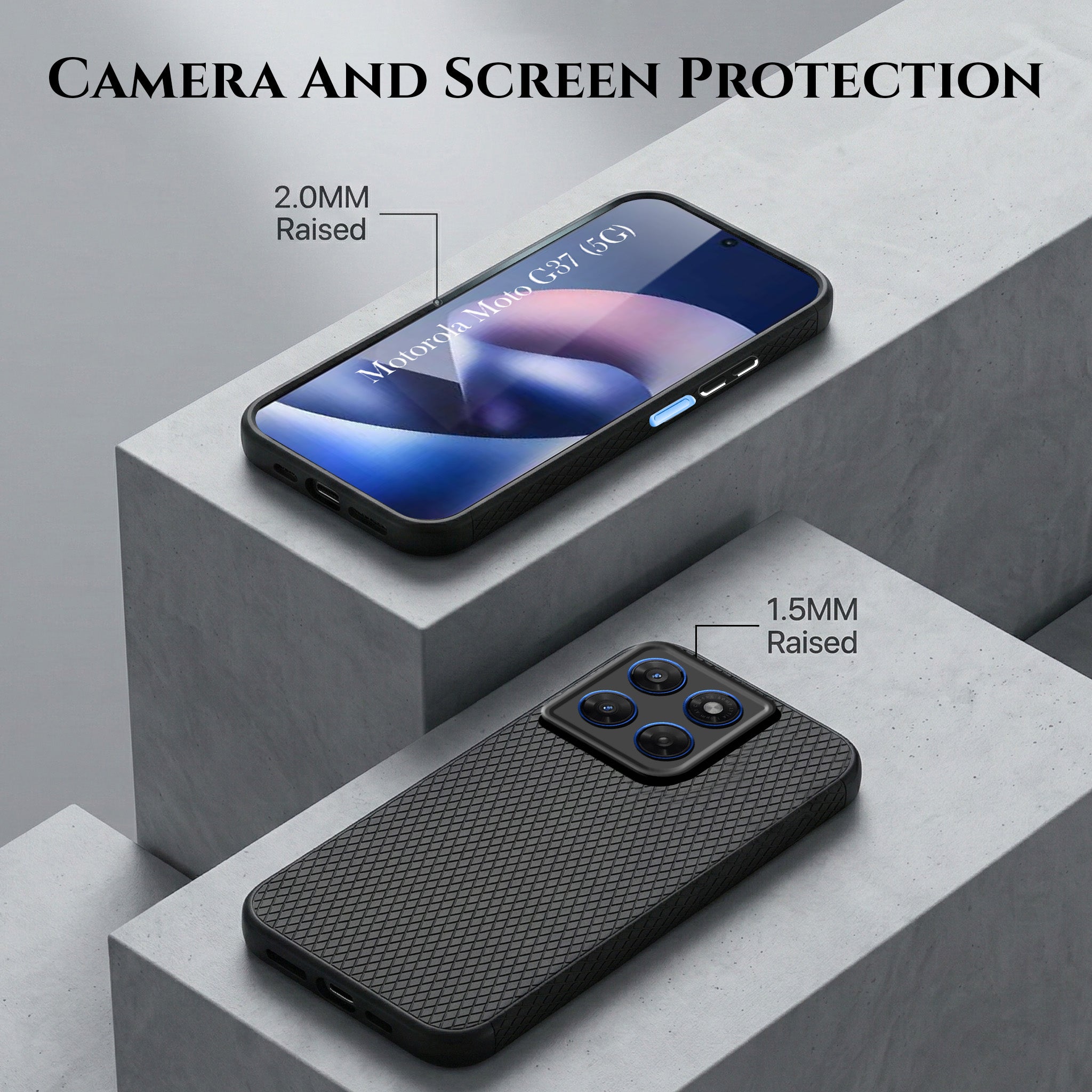 For Motorola Moto G37 Combo with Back Cover and 9H Tempered Glass (Liquid Silicone | Camera Protection | Oleophobic Coating Screen Glass)