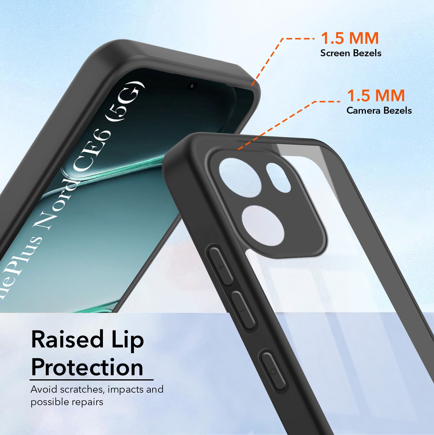 For Oneplus Nord CE 6 (Combo with Back Cover and 9H Tempered Glass (Lifetime Anti-Yellow | Crystal Clear Shockproof | Oleophobic Coating Screen Glass)