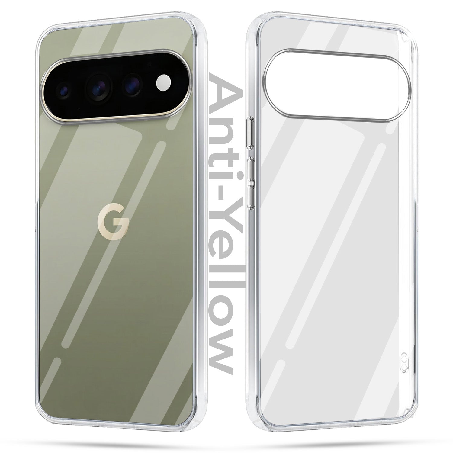 For Google Pixel 11 Pro Combo with Back Cover and 9H Tempered Glass (Lifetime Anti-Yellow | Sleek Hard Crystal | Oleophobic Coating Screen Glass)