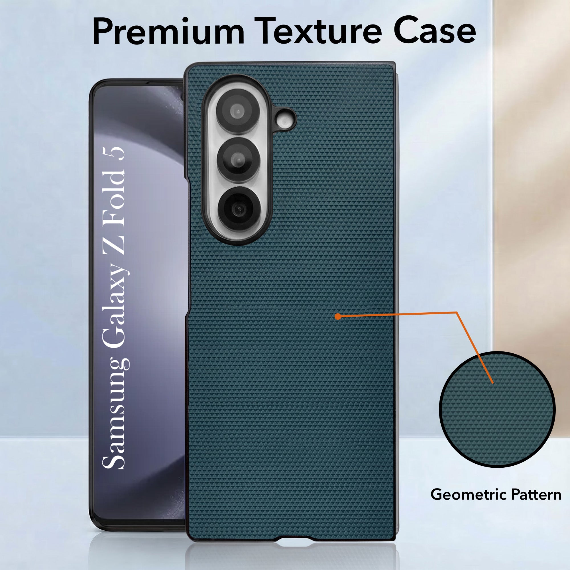 For Samsung Galaxy Z Fold 5 Premium Cover Case (Geometric Textured Hard PC | Soft Cloth Lining & Slim Shockproof Protection)