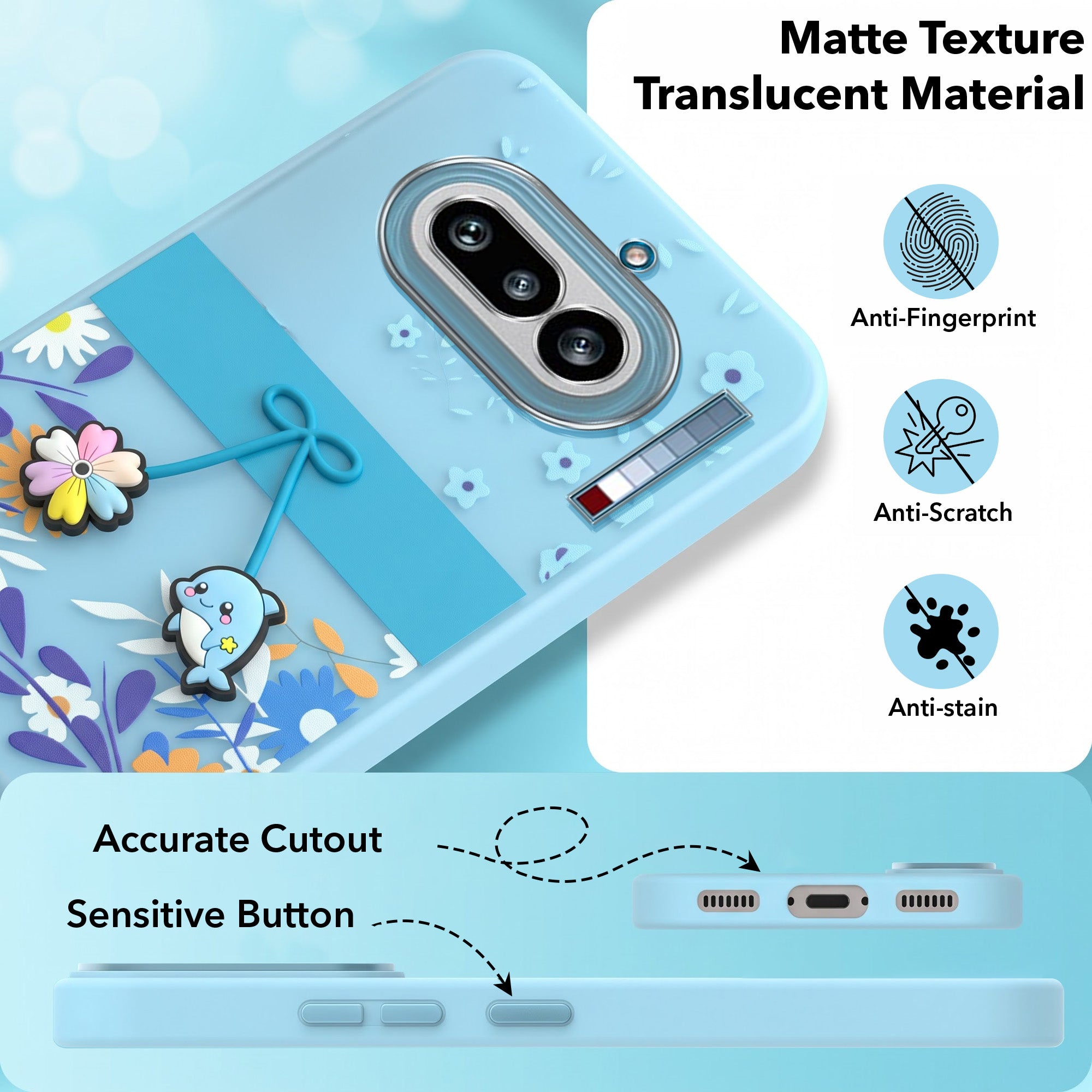 For Nothing Phone 4A 5G Back Cover Case (3D Cute Cartoons | Hard Back Side Soft | Matte Premium Finish | HD Printing)