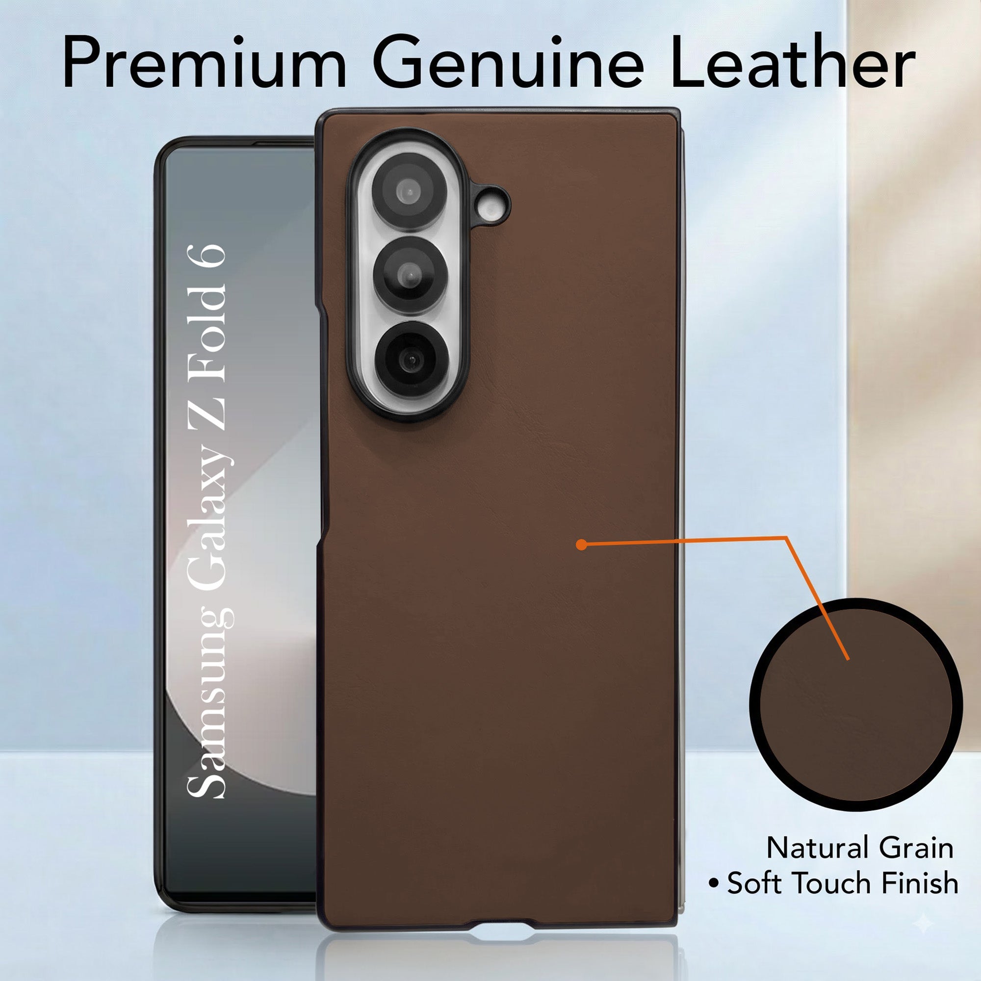 For Samsung Galaxy Z Fold 6 5G Premium Cover Case (Soft Leather Touch | Interior Protective Cloth | Slim 360* Protection)