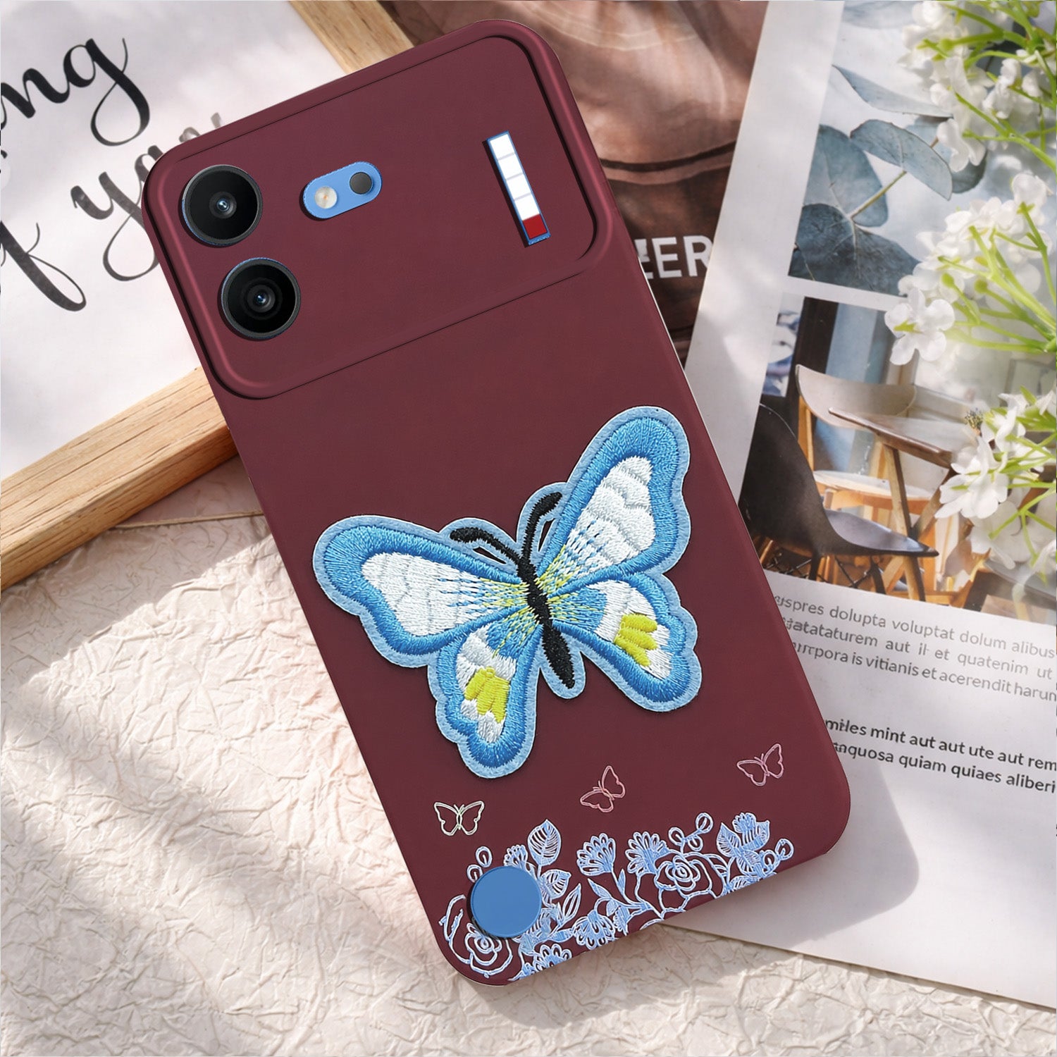 For Nothing Phone 4B 5G Back Cover Case (Soft Butterfly Embroidery | Women Teen Girls | Camera Protection| Matte Silicone)